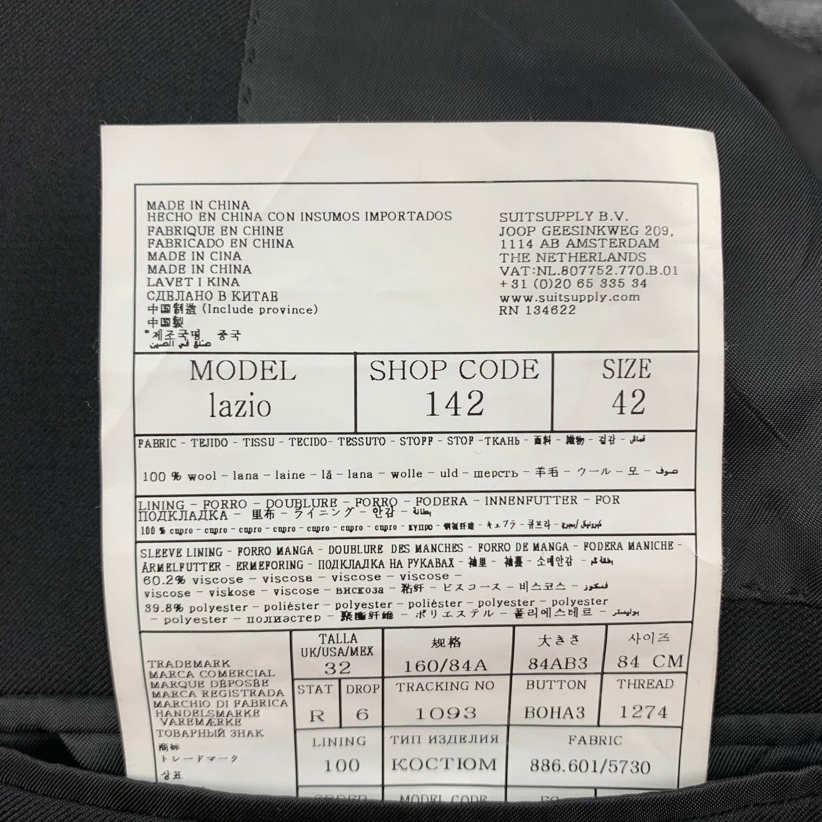Suitsupply SUITSUPPLY Size 36 Black Wool Single Breasted Suit Size 36R - 7 Thumbnail