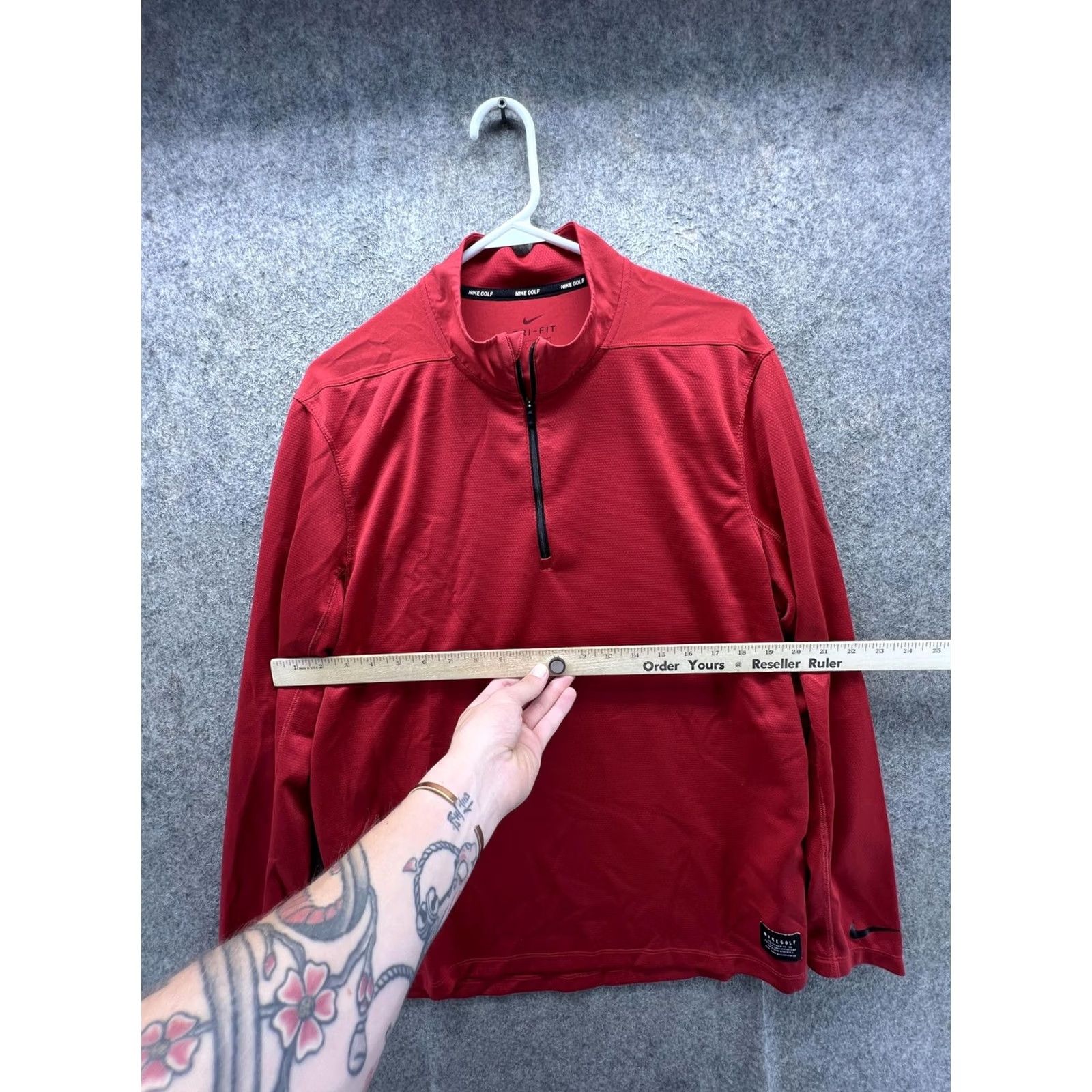 Nike Nike Dri-FIT Pullover Mens Large Red 1/4 Zip Golf Long Sleeve Shirt Top Knit Size US L / EU 52-54 / 3 - 4 Thumbnail