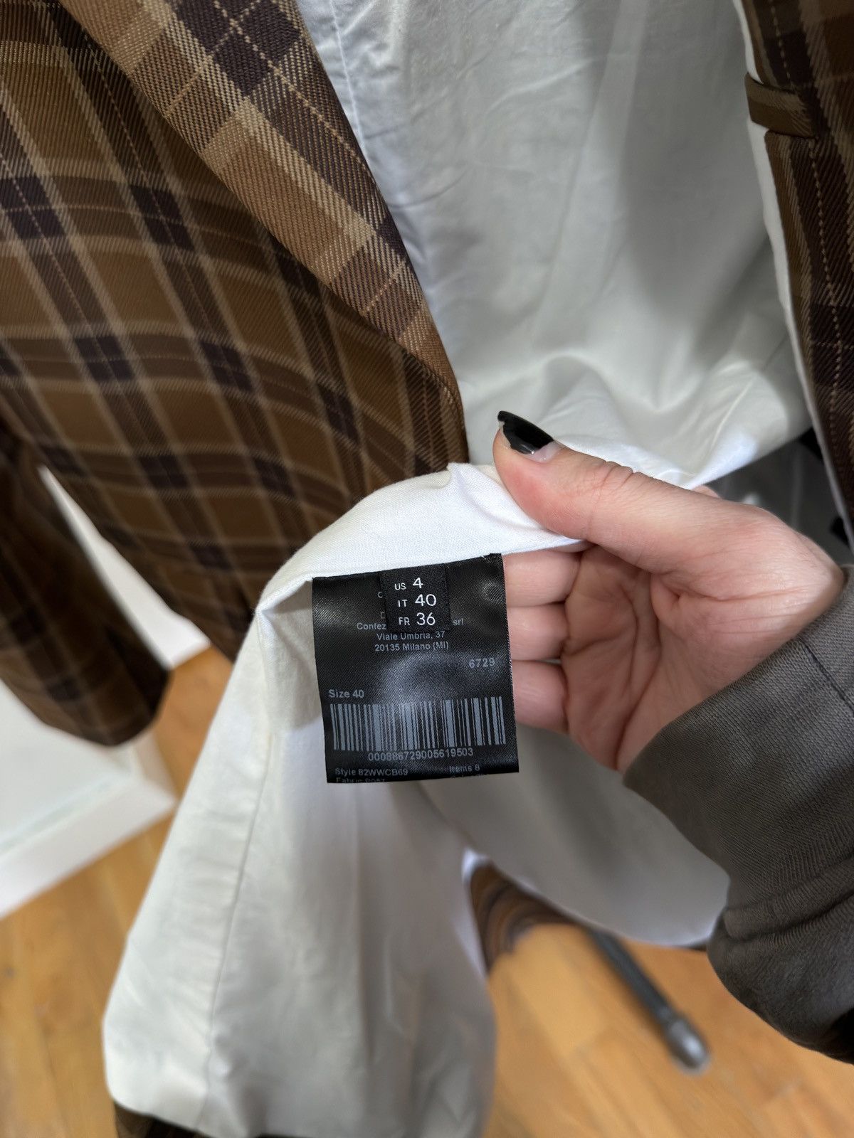Calvin Klein 205W39NYC SS18 Brown Plaid Tailored Coat Size S / US 4 / IT 40 - 4 Thumbnail