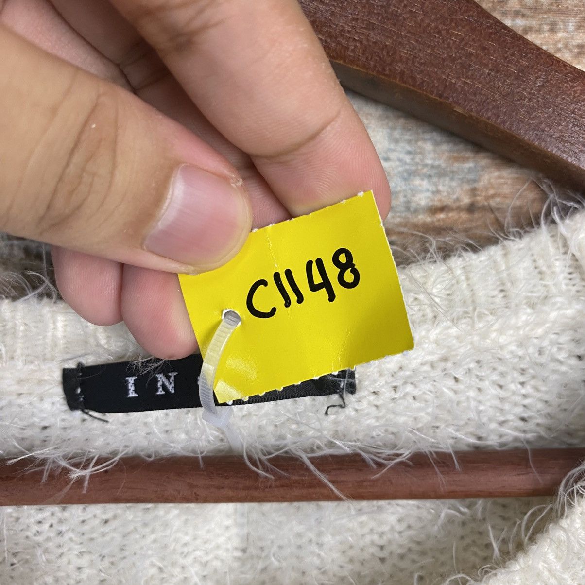 Other DL Ingni White Mohair shaggy fur japan Knitwear #C1148 Size M / US 6-8 / IT 42-44 - 10 Thumbnail