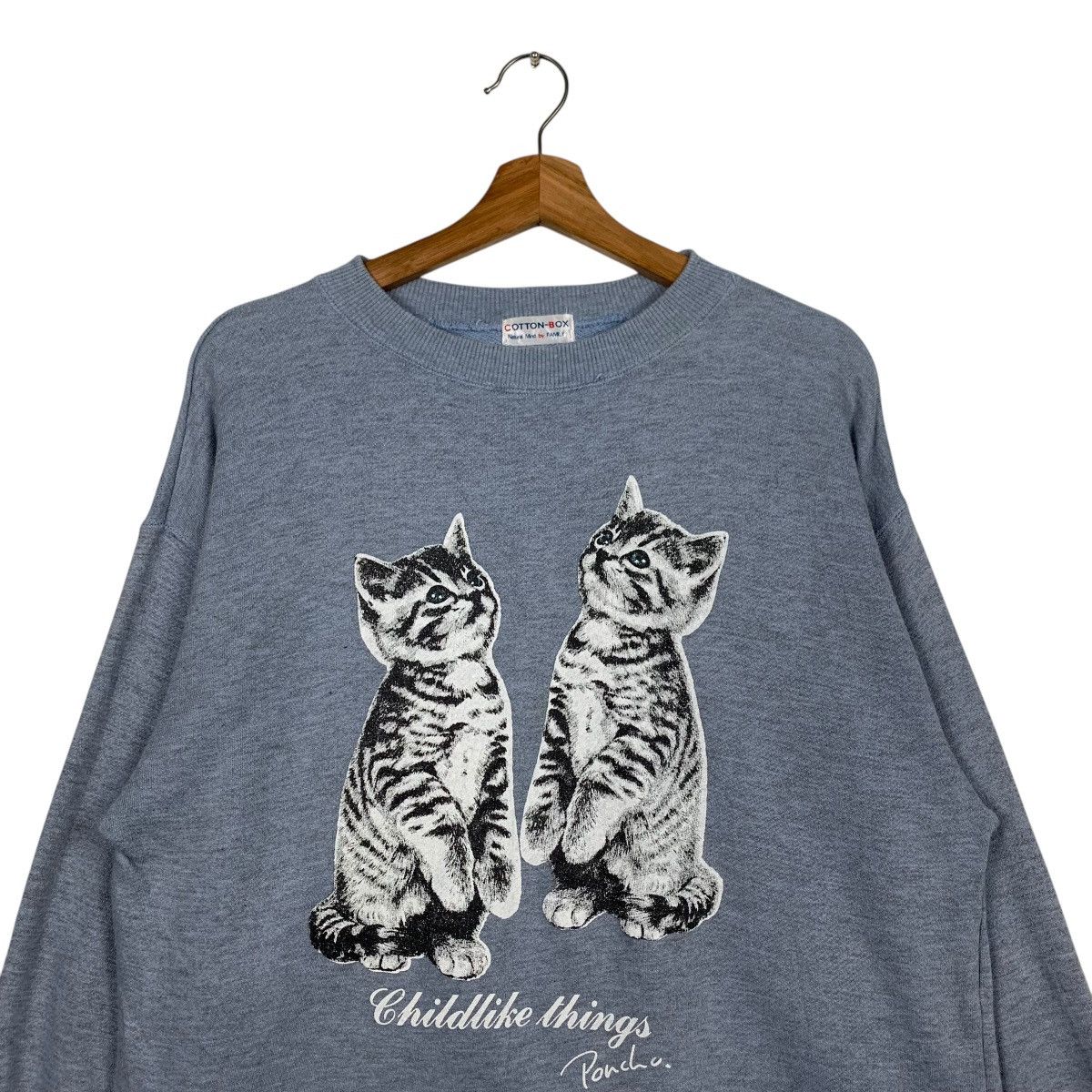 Other Childlike Things Poncho Cats Graphics Sweater #1679-C75 Size US L / EU 52-54 / 3 - 2 Thumbnail
