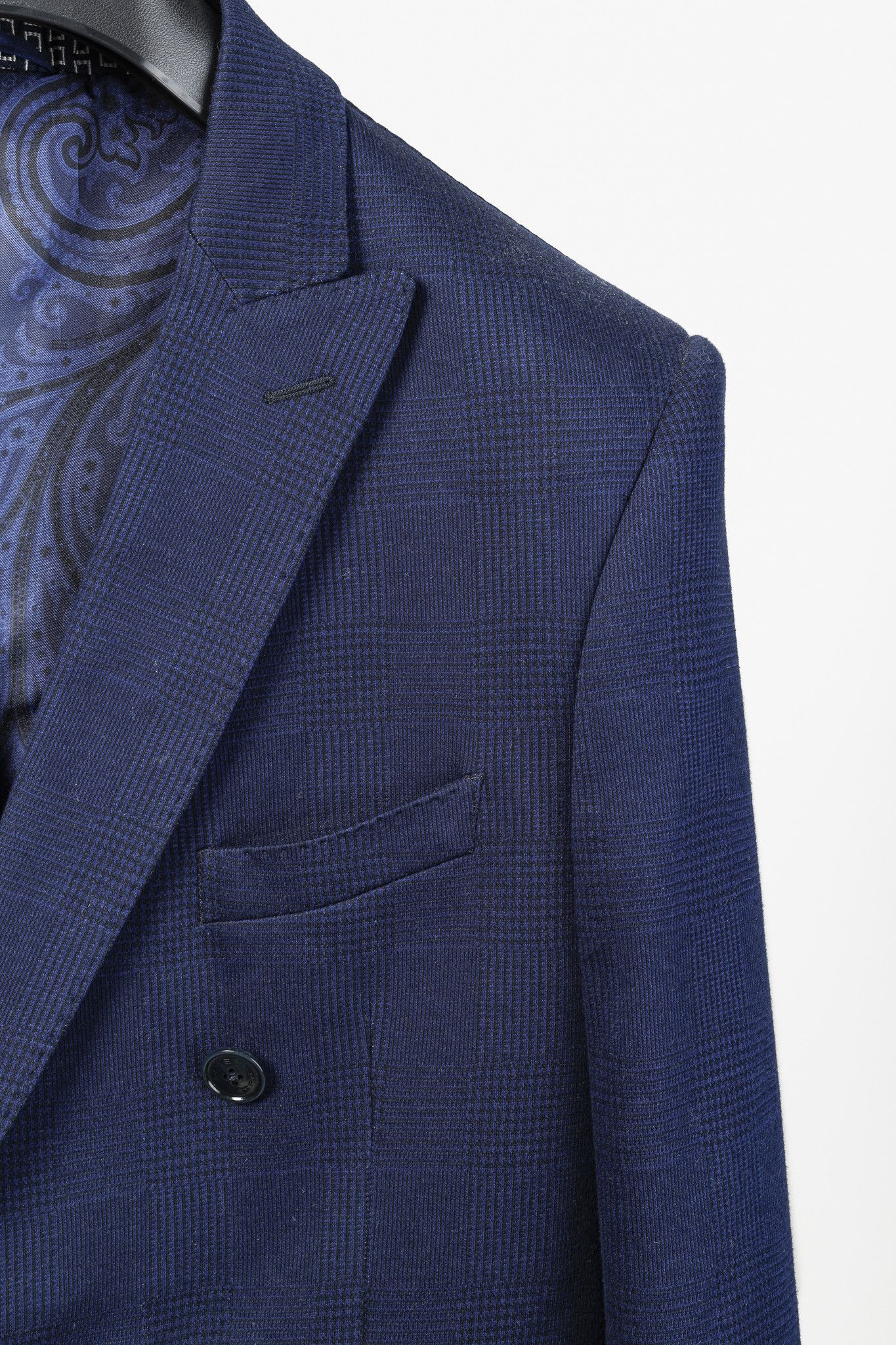 Etro Etro Navy Blue Tartan Double-Breasted Silk-Lined Blazer Size 40R - 5 Thumbnail