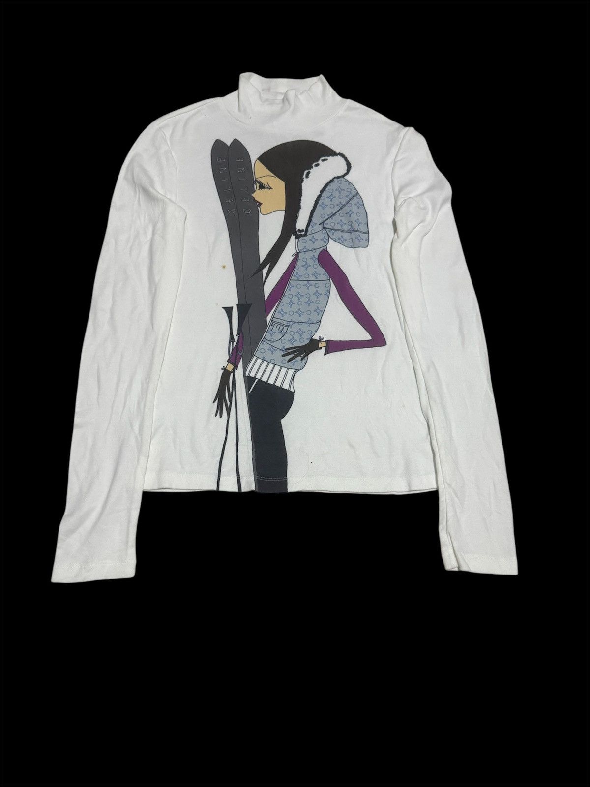 Celine Big Logo Women on Ski Printed Celine L/S Shirt Size S / US 4 / IT 40 - 1 Thumbnail