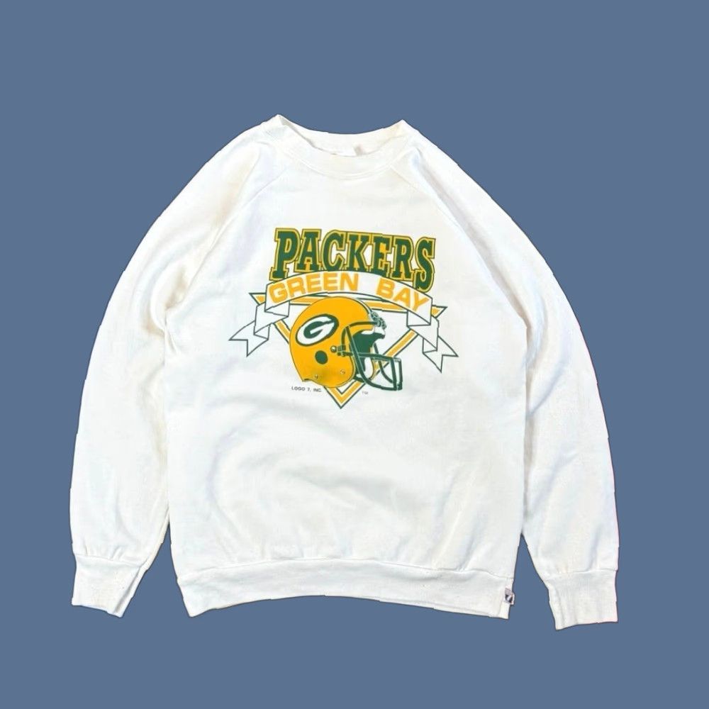 Logo 7 VINTAGE Green Bay Packers Logo 7 Crewneck Sweatshirt Shirt Mens M Green Bay Football 80s 90s NFL Knit Crew Neck Pullover Solid Long Sleeve Size US M / EU 48-50 / 2 - 1 Thumbnail
