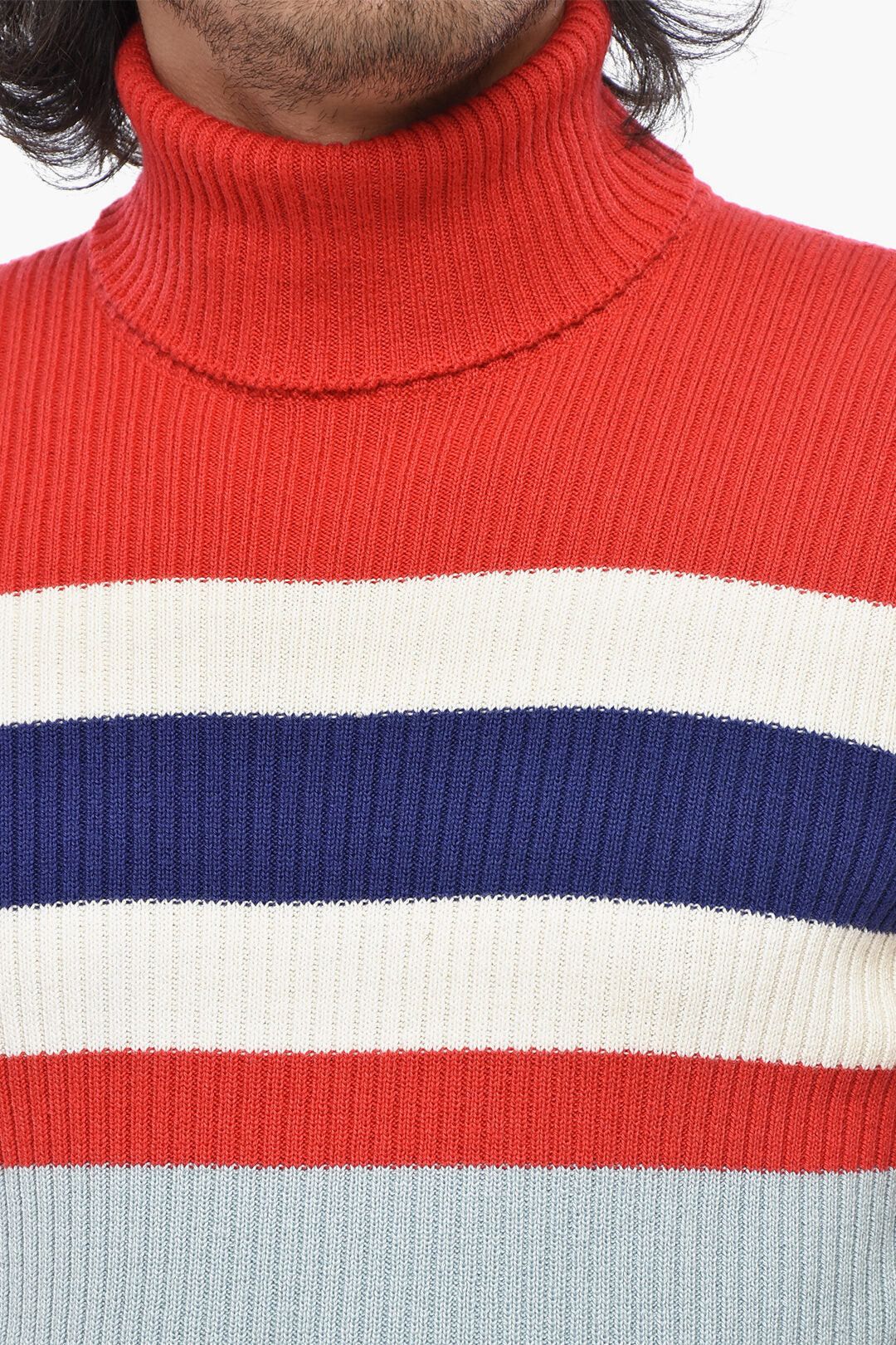Gucci og1mm0426 Wool & Cotton Turtleneck Ribbed Sweater Multicolor Size US M / EU 48-50 / 2 - 3 Thumbnail