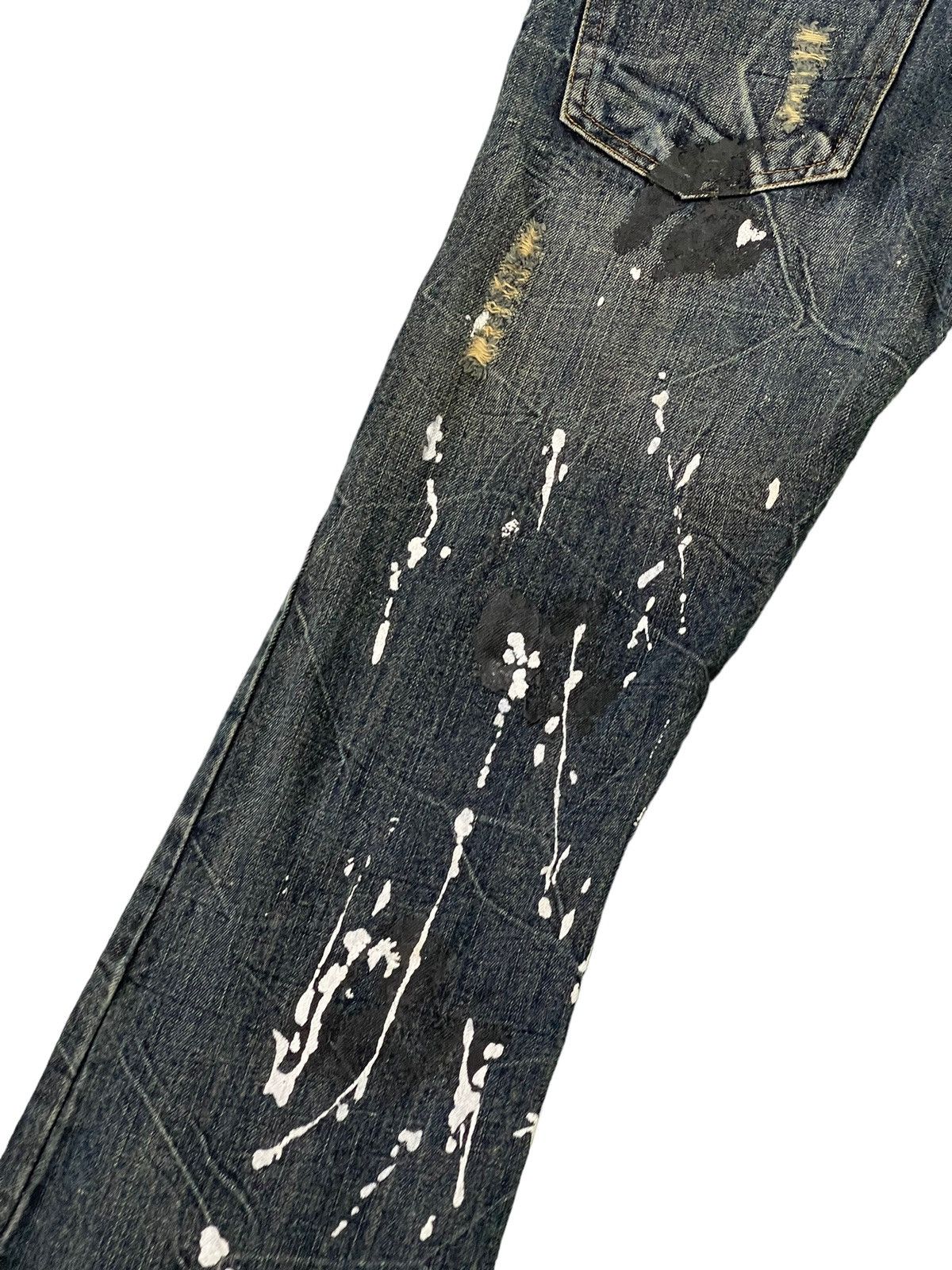 Japanese Brand Flare Jeans Glad News Distress Paint Splash Low Rise 7🟦4 Size US 32 / EU 48 - 17 Thumbnail