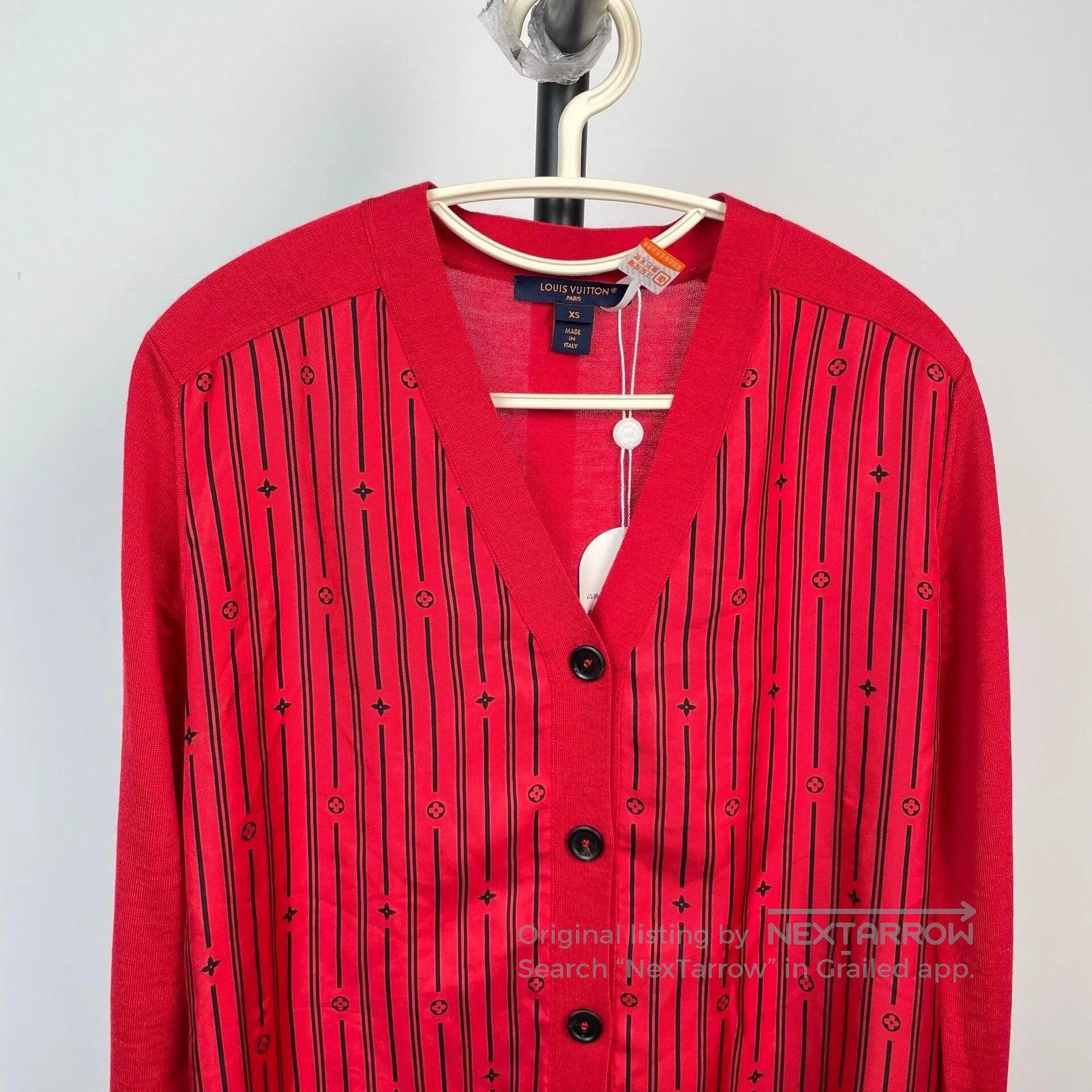 Louis Vuitton Louis Vuitton Red Striped Pearl Button Cardigan. Size XS / US 0-2 / IT 36-38 - 3 Thumbnail