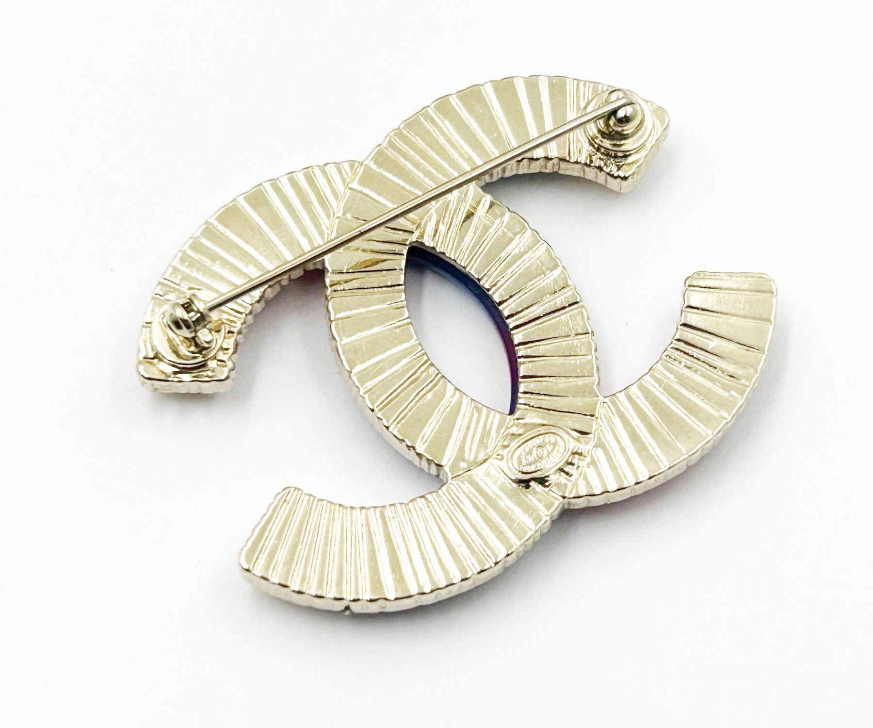 Chanel Chanel Gold CC Fuchsia Blue Brooch Size ONE SIZE - 3 Thumbnail