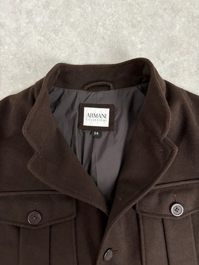 Armani Collezioni Armani Officer Brown Wool Pocket Jacket Size US M / EU 48-50 / 2 - 7 Thumbnail