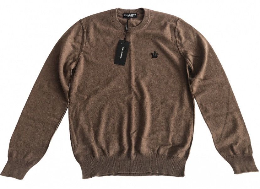 Dolce & Gabbana Dolce and Gabbana 🇮🇹 Brown Cashmere Crown Embroidered 50 NWT Size US M / EU 48-50 / 2 - 1 Thumbnail