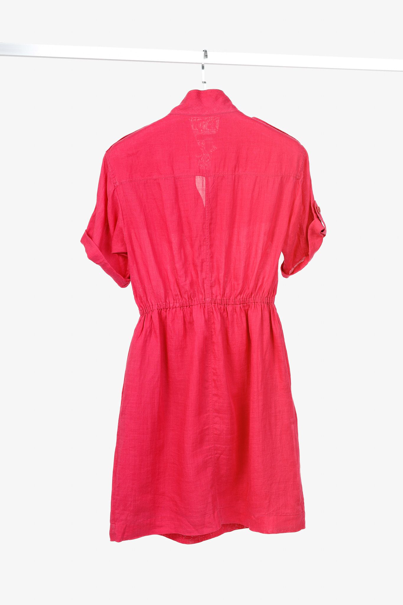 Burberry Burberry Brit Crimson Pink Ramie Trench Mini Dress Size M / US 6-8 / IT 42-44 - 2 Thumbnail