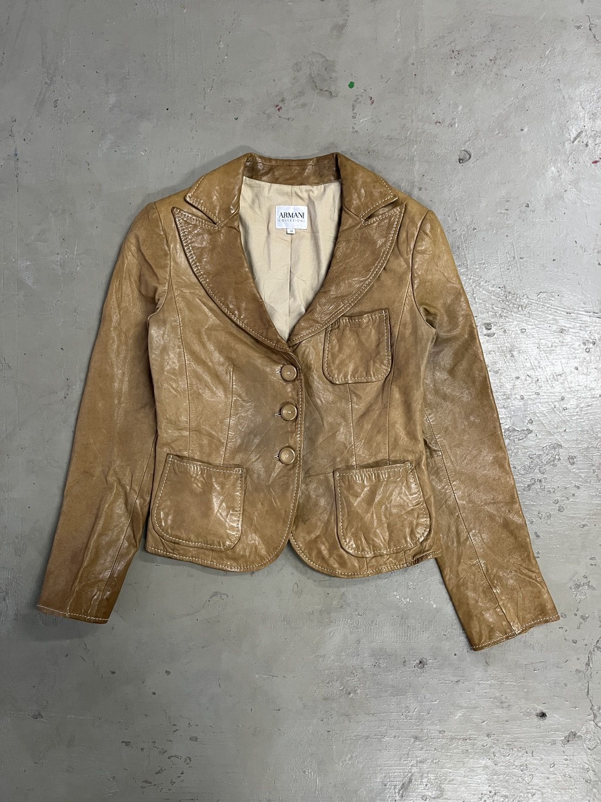 Armani Collezioni Genuine Leather Patina Blazer