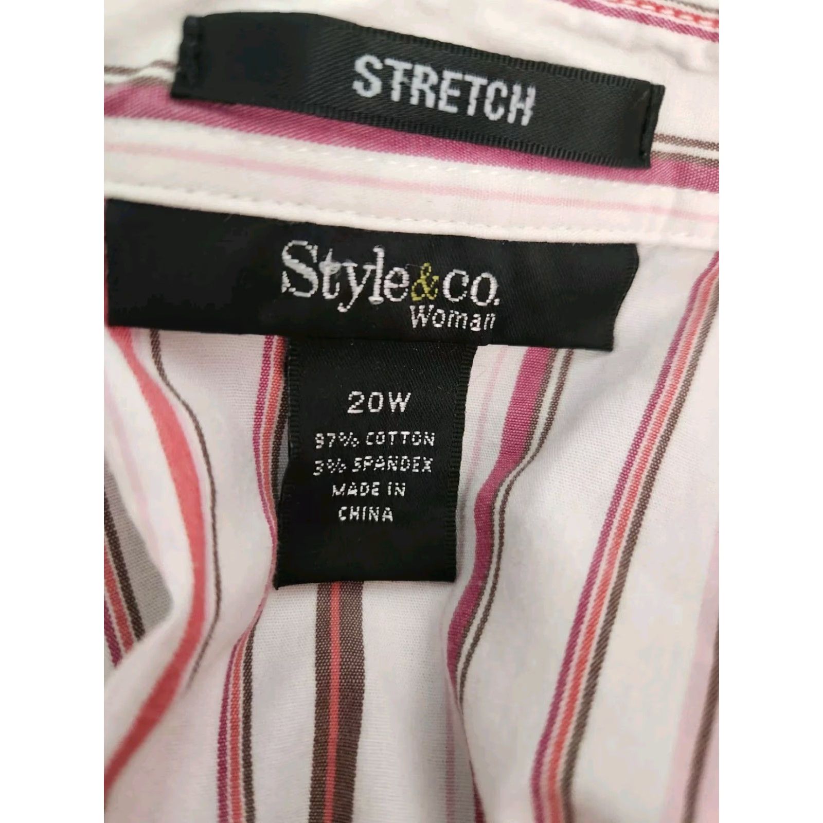 Style & Co Style & Co Button-Up Shirt Cap Sleeve Multicolor Striped 20W Womens Plus Size Top Size 3XL / US 20-22 - 5 Thumbnail