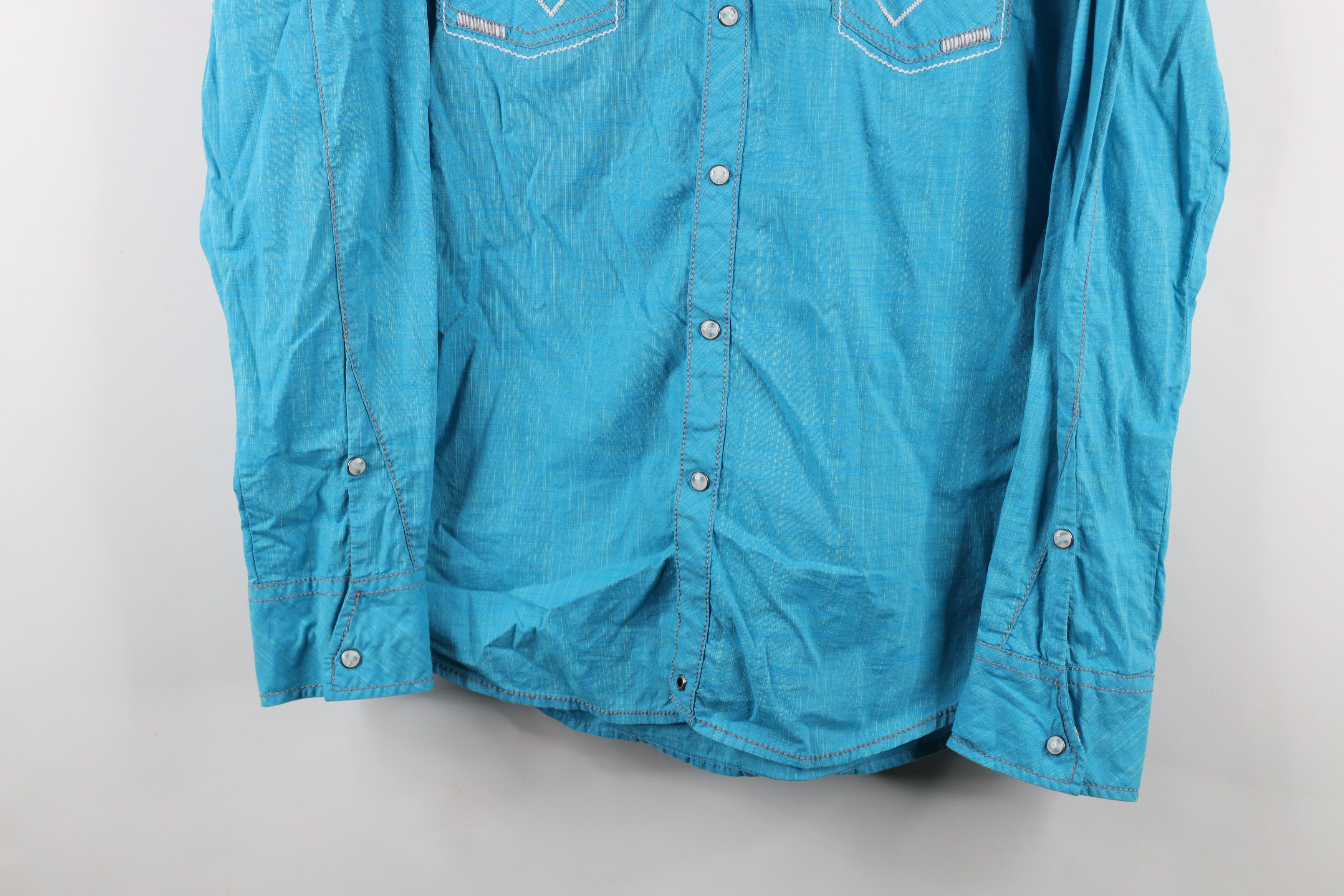 Vintage Buckle Black Western MMA Snap Button Collared Shirt Blue Size US L / EU 52-54 / 3 - 3 Thumbnail