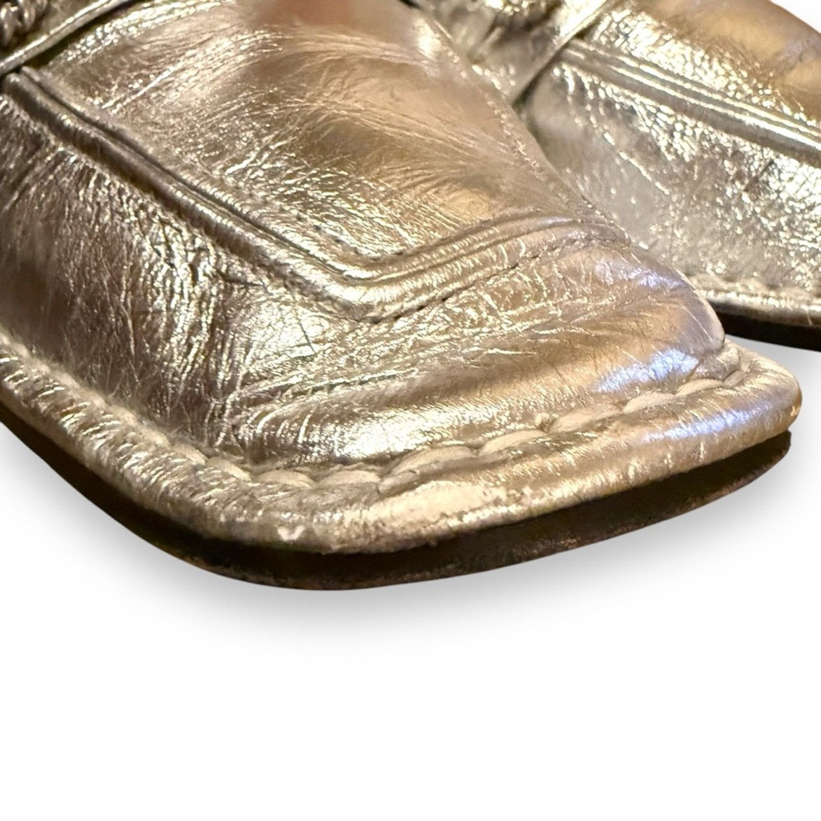 Tory Burch Tory Burch Perrine Metallic Silver Chain Leather Loafers Size US 9 / IT 39 - 9 Thumbnail