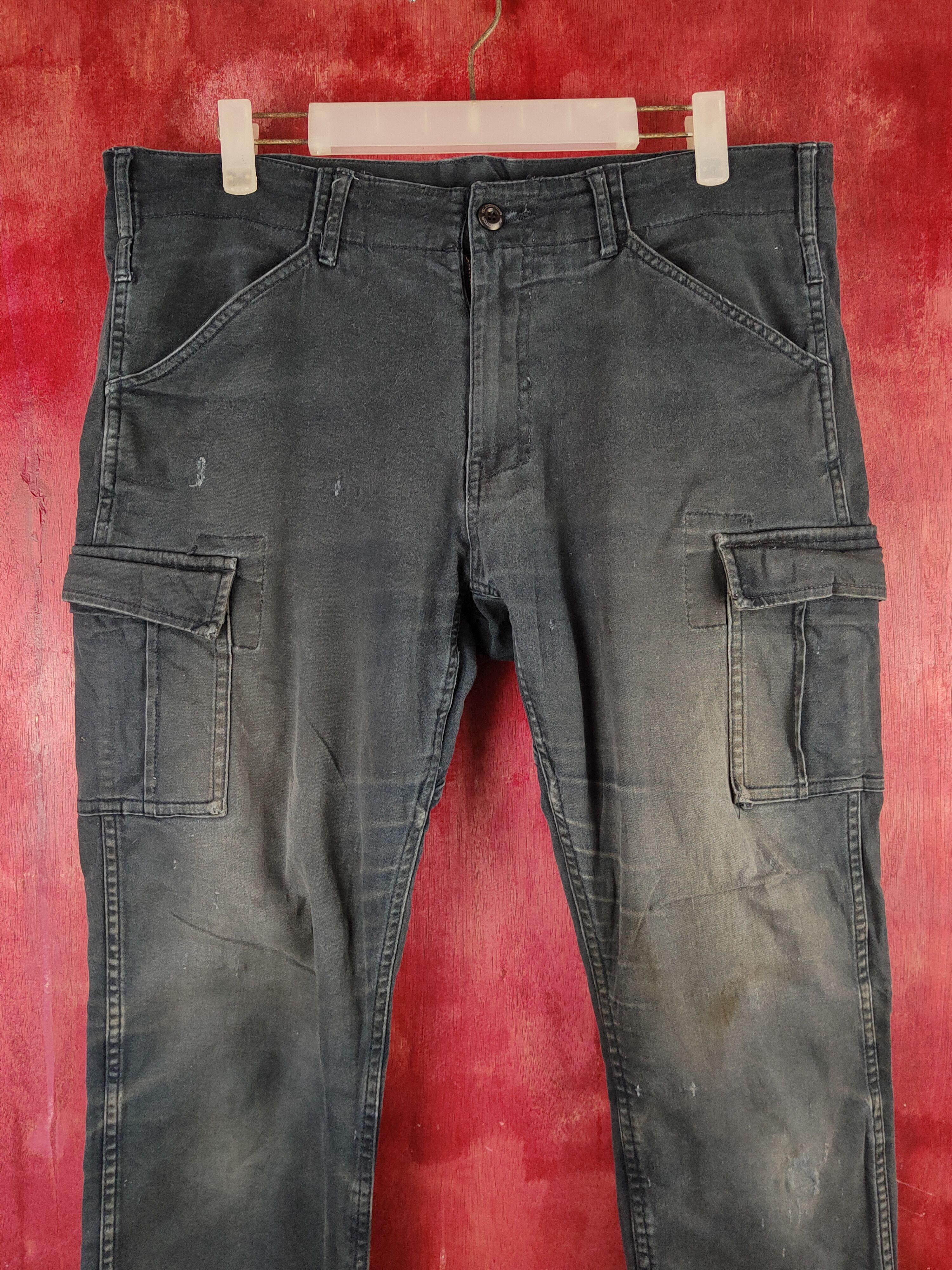 Japanese Brand Gladiator Blue Faded Multipocket Tactical Cargo Pants #S1452 Size US 35 - 2 Thumbnail