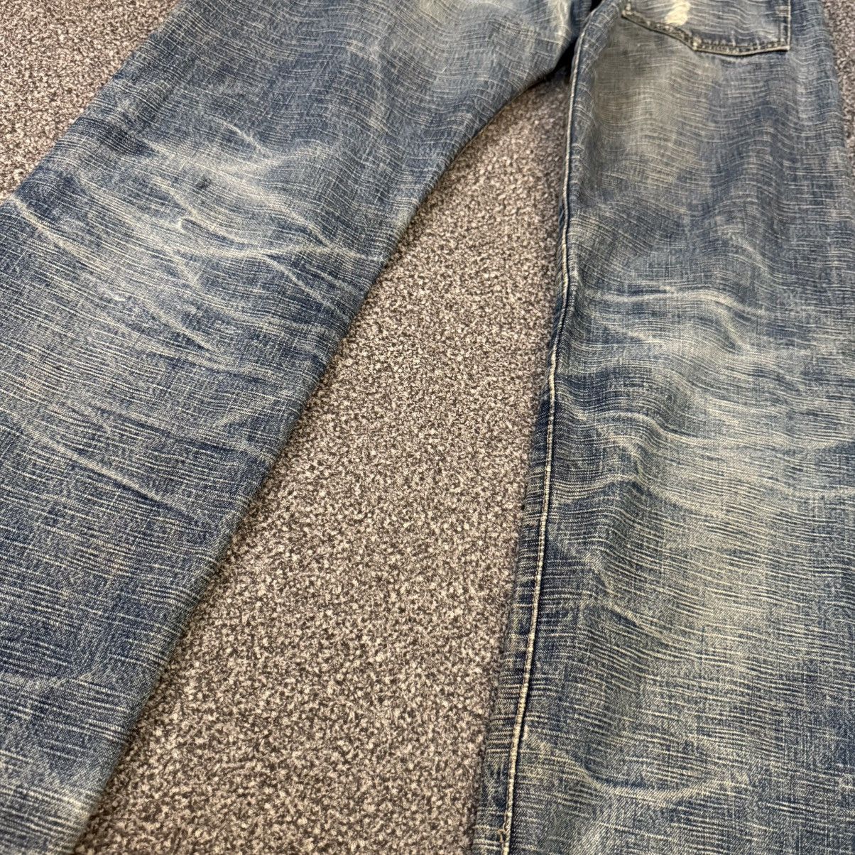 Indigo 🔥🇯🇵 Vintage 90s Crazy Distressed KU Handcraft Raw Denim Size US 31 - 5 Thumbnail