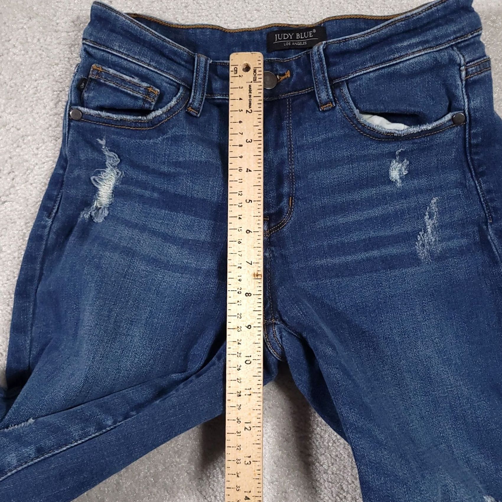 Denime Judy Blue Jeans Women's Blue Slim Fit Stretch Denim Mid-Rise 3/26 Distressed Size 26" / US 2 / IT 38 - 7 Thumbnail