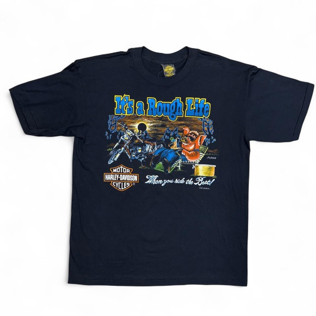 Harley Davidson Vintage Harley Davidson A Rough Life Pig Biker Wildwood T Size US XL / EU 56 / 4 - 1 Thumbnail