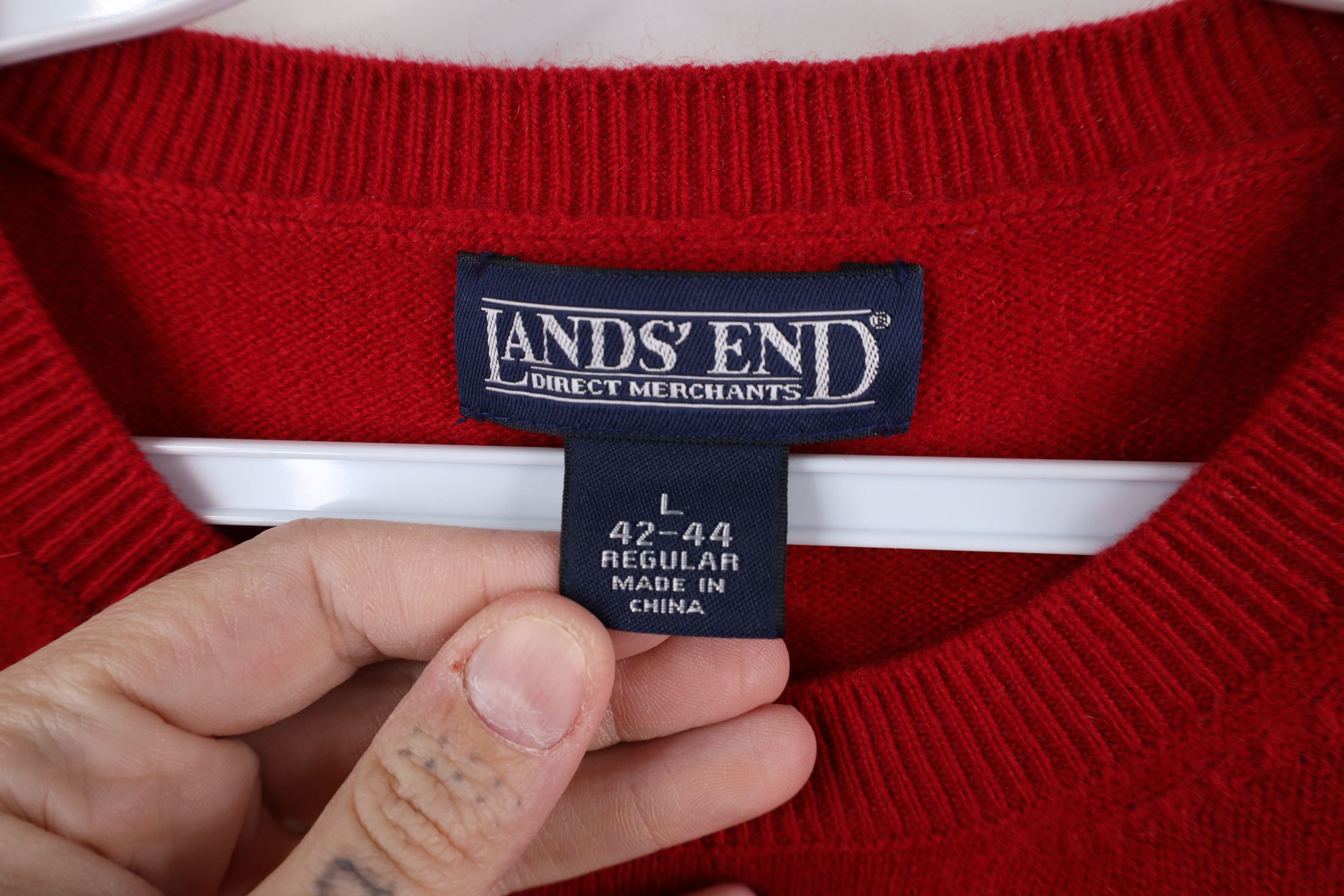 Lands' End × Vintage Vintage 90s Lands End Soft Cashmere Knit Crewneck Sweater Size US L / EU 52-54 / 3 - 9 Thumbnail