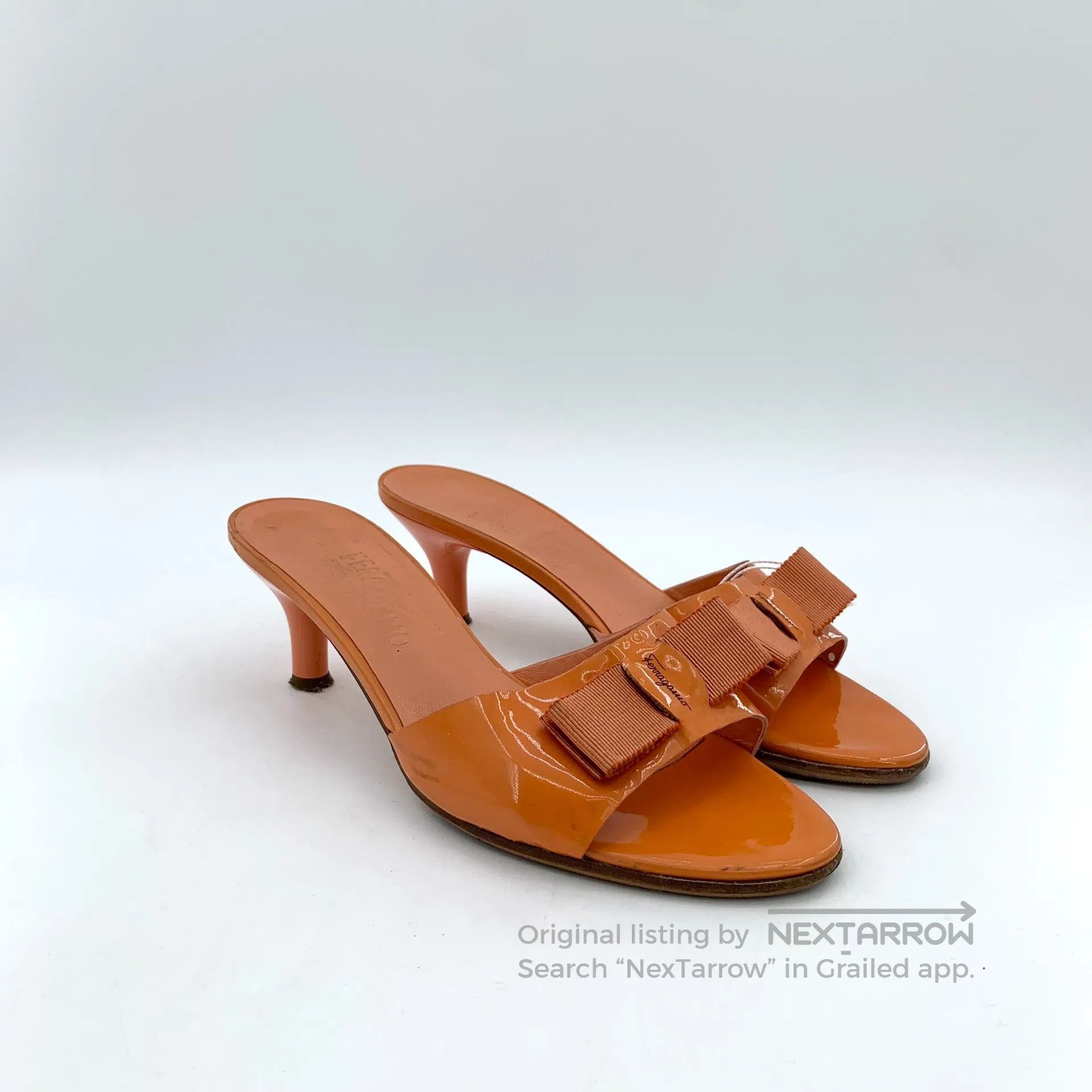 Salvatore Ferragamo Salvatore Ferragamo Orange bow one-strap high wedge sandal Size US 7 / IT 37 - 2 Thumbnail