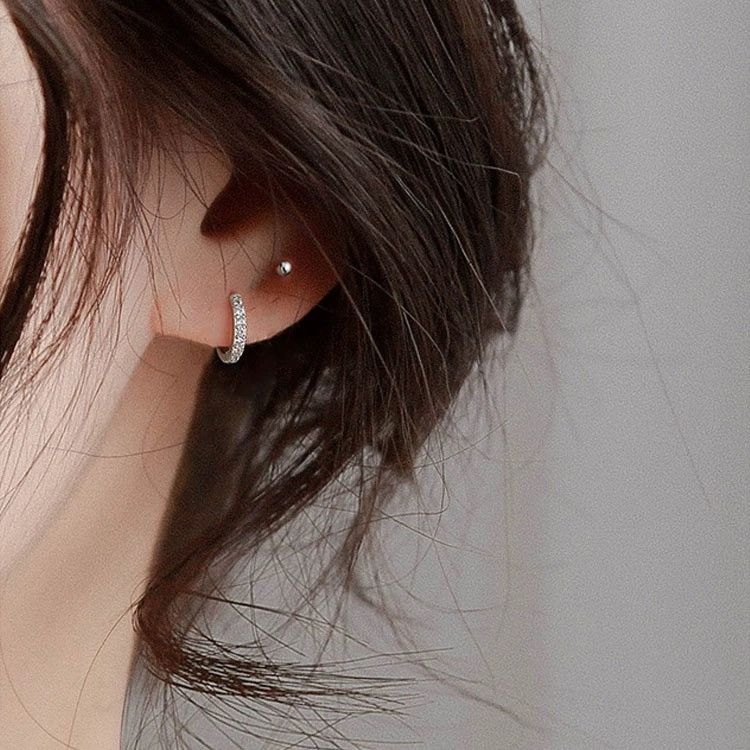 Other 12mm CZ Small Silver Hoop Earrings for Women Men Size ONE SIZE - 3 Thumbnail