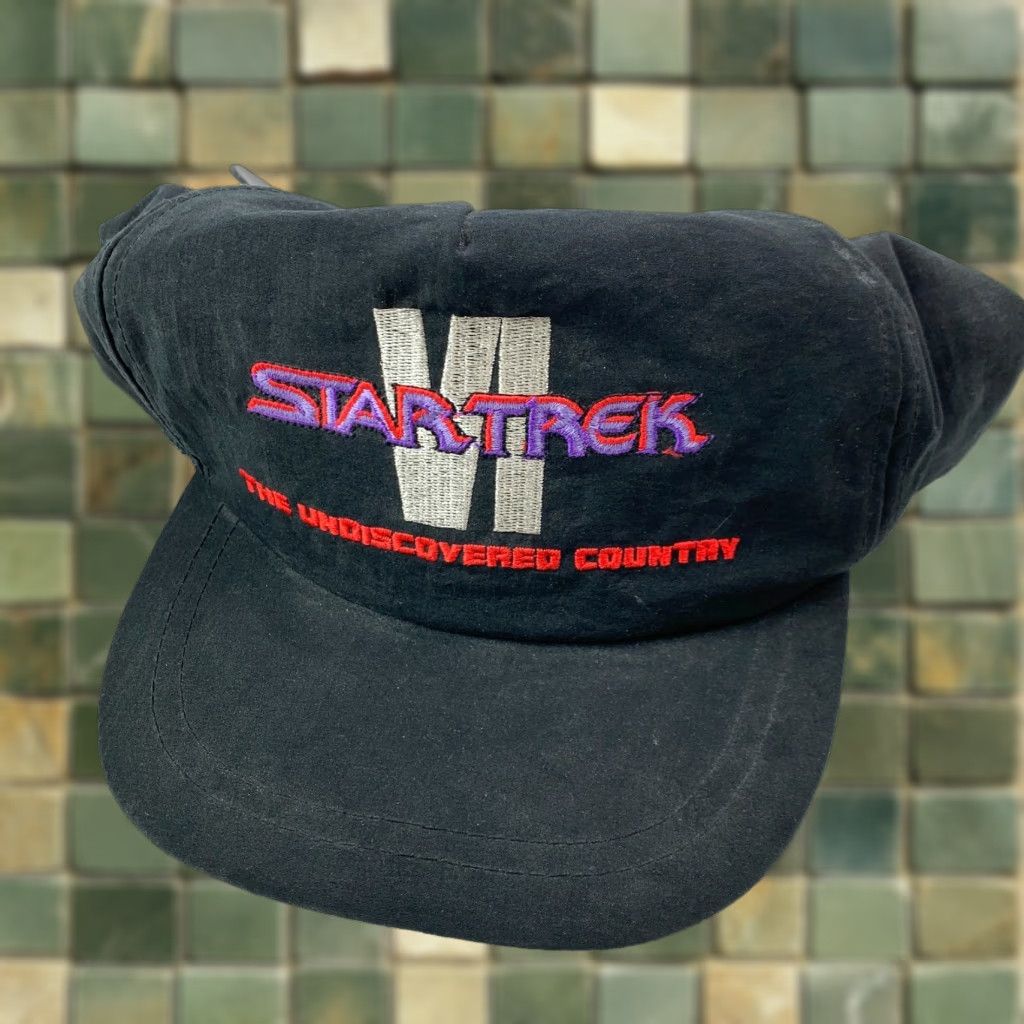 Vintage VINTAGE Star Trek VI Undiscovered Country Embroidered Black Strapback Hat Cap Size ONE SIZE - 1 Thumbnail