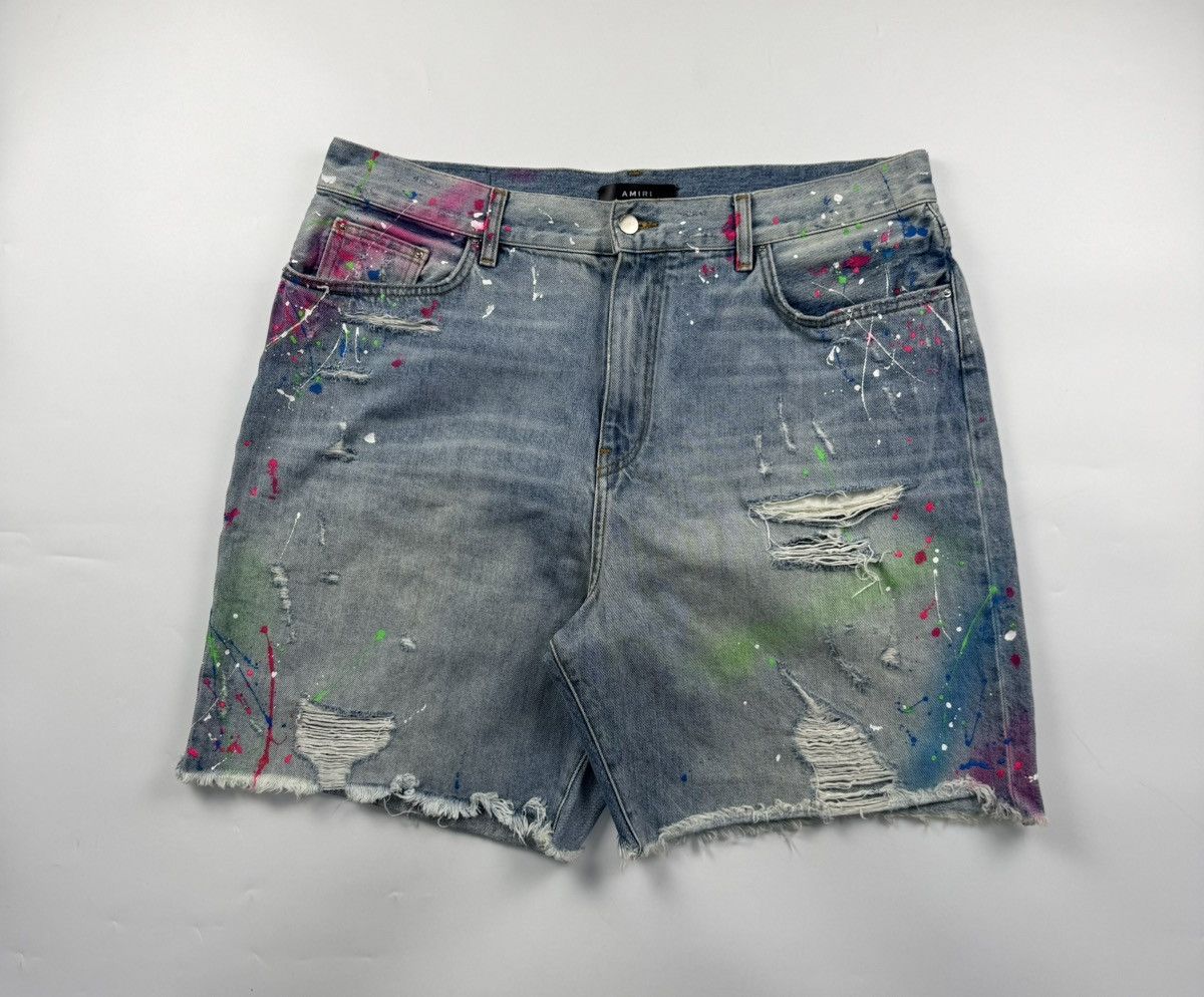 Amiri Amiri S/S'19 Distressed Paint Splatter Denim Short Size US 38 / EU 54 - 2 Thumbnail