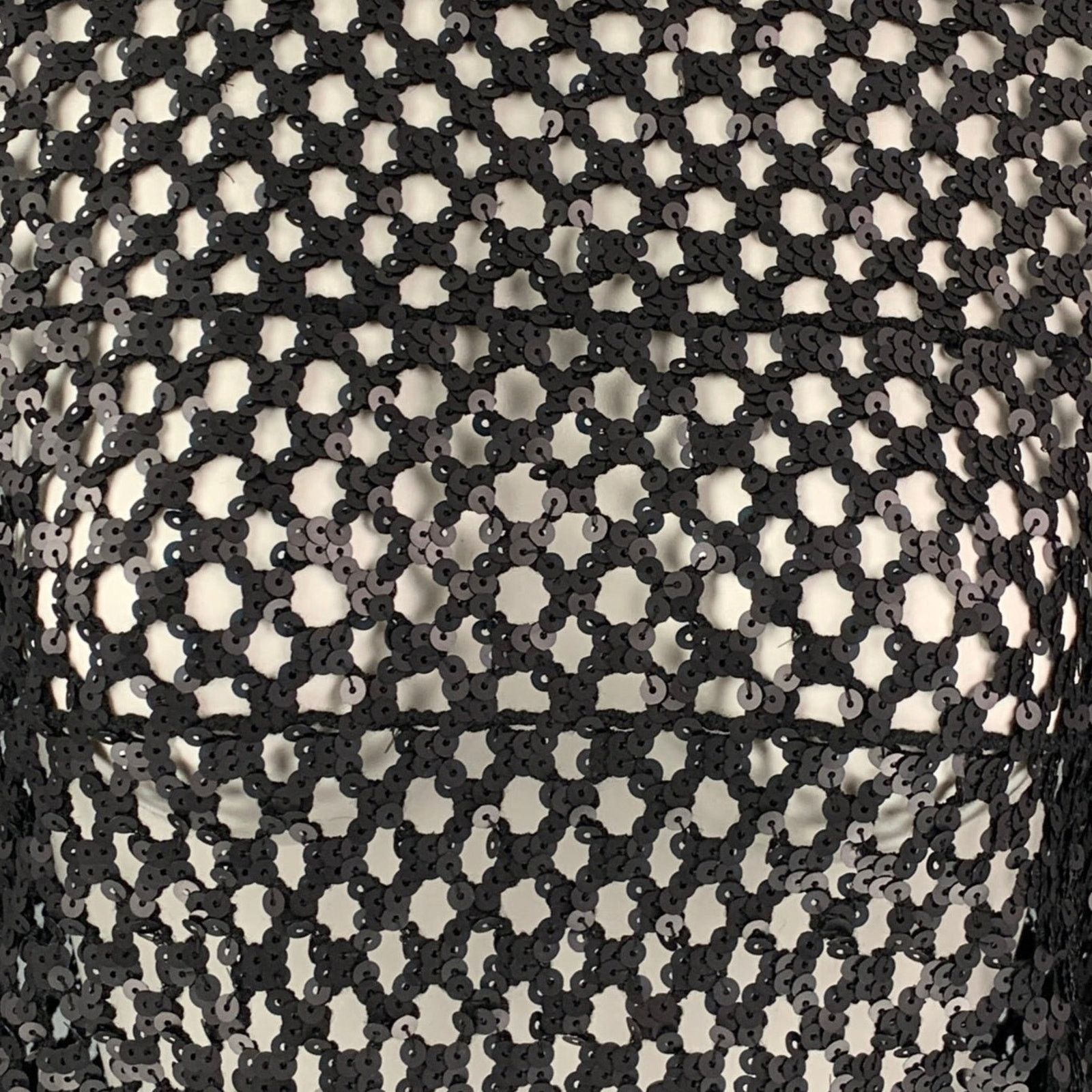 Tory Burch TORY BURCH Size XS Black Mesh Sequined Crew Neck Pullover Size XS / US 0-2 / IT 36-38 - 2 Thumbnail