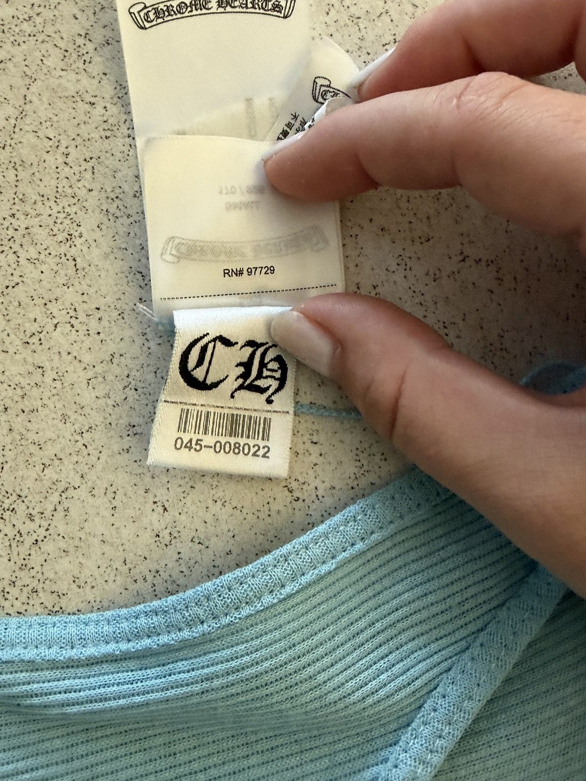 Baby blue chrome hearts tank