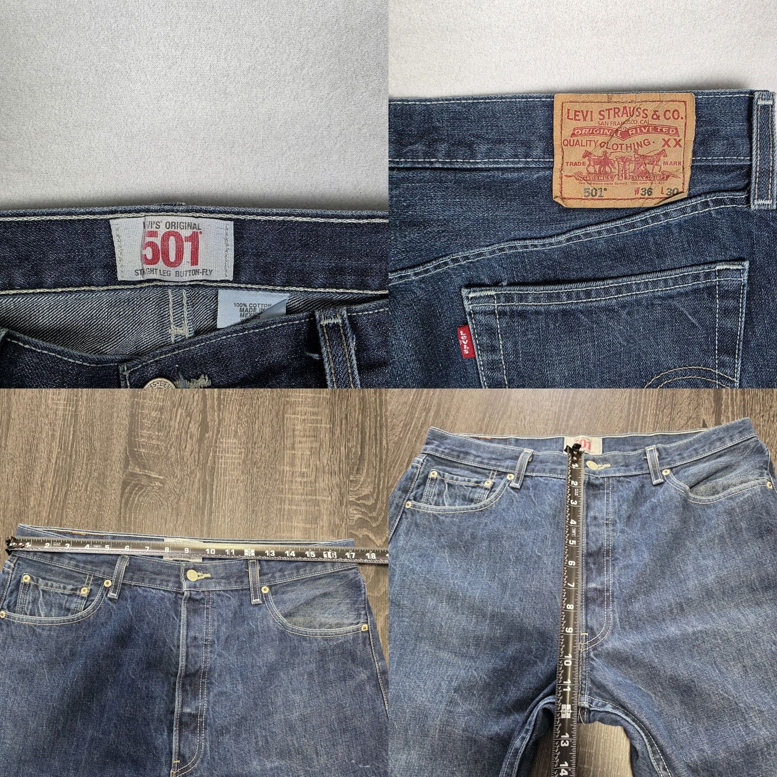 Levi's VINTAGE Levis 501 Jeans Mens 34x28 Blue Denim Straight Button Fly WPL 423 501 Model Dark Fabric Product: Jeans - Levi's 501, 34x28 - Mens Size US 34 / EU 50 - 8 Thumbnail