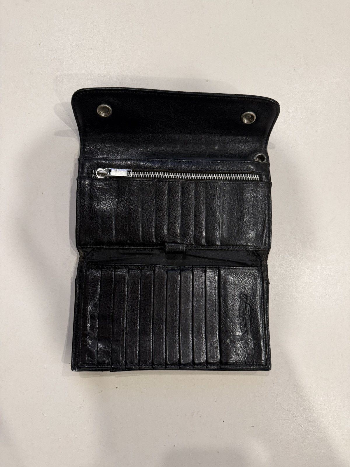 Chrome Hearts Chrome Hearts Black Leather Wave Wallet Silver Cross Balls Size ONE SIZE - 11 Thumbnail