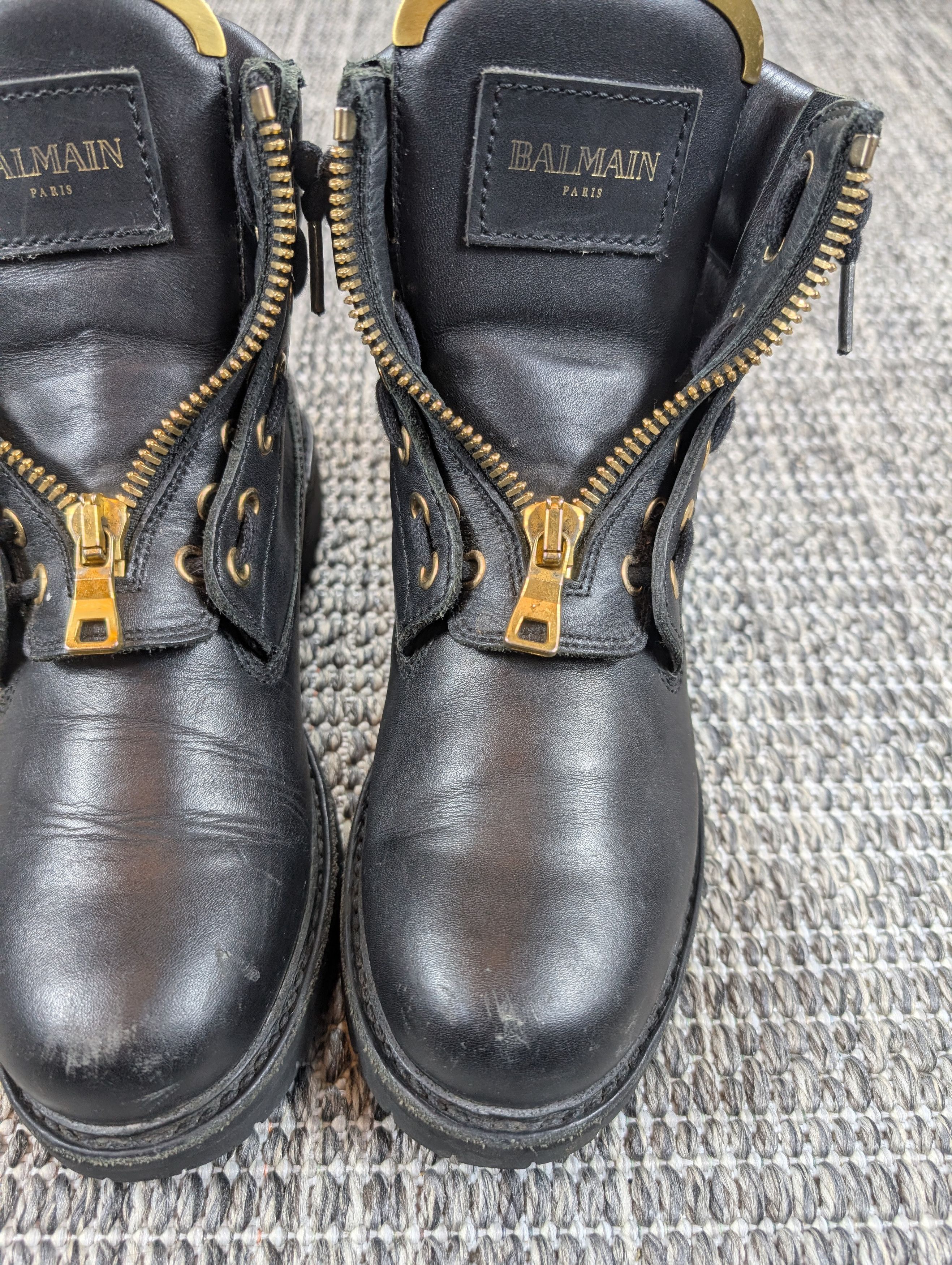 Balmain Balmain Charlie Ranger Gold Plated Black Leather Zip Boots Size US 6 / IT 36 - 2 Thumbnail