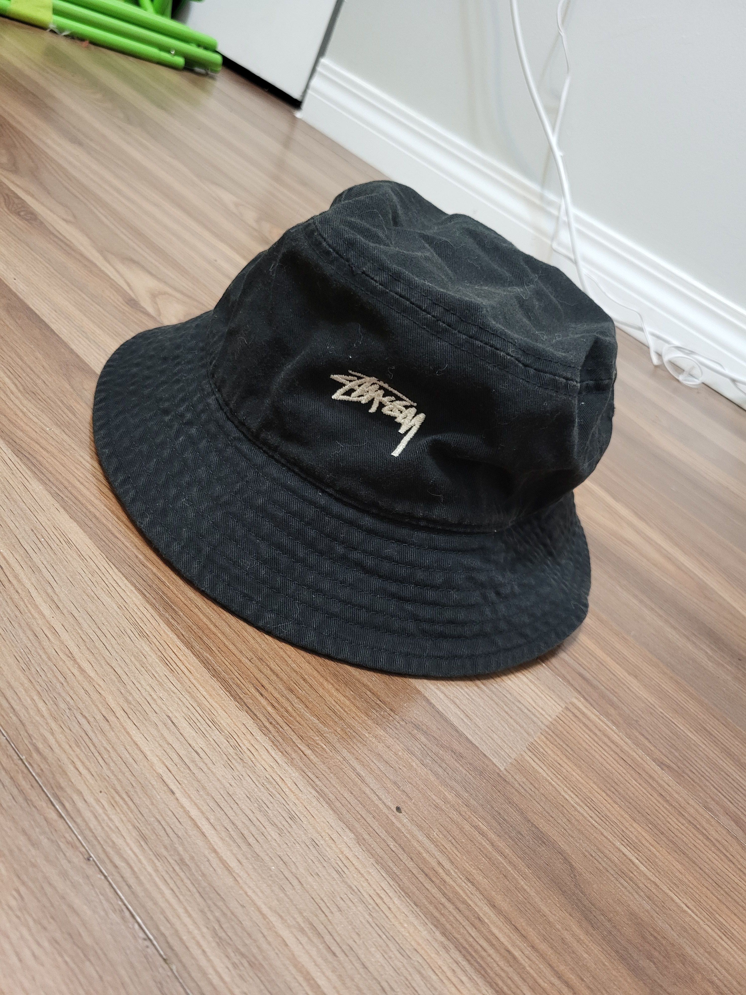 90s old stussy nylon ￼bucket hat black Bucket Hat Stock – Black | Headwear | Stüssy