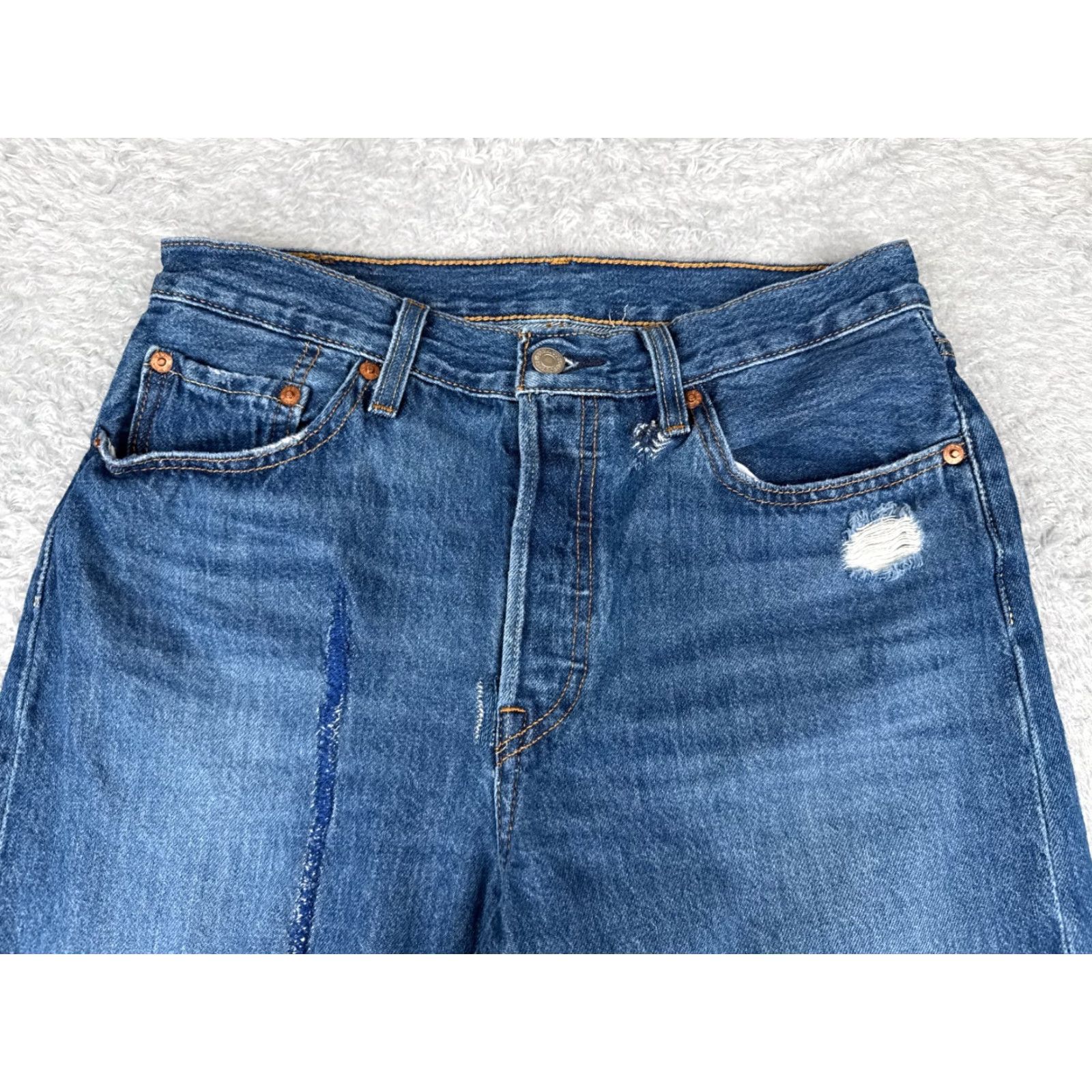 Levi's Levi's Levi'S 501 Jeans Jeans Denim Distressed Button Fly 28x25 Cotton Blue Regular Men Vintage? No. (But must not add new info) Size US 28 / EU 44 - 4 Thumbnail