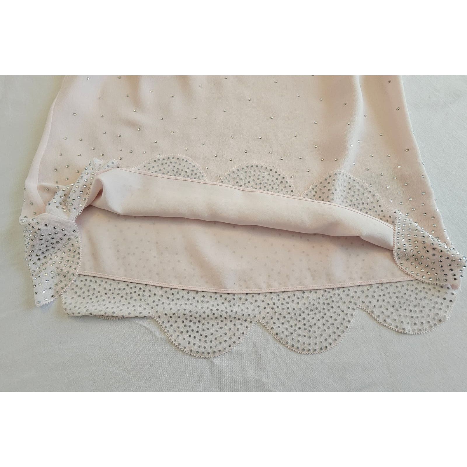 Ted Baker TED BAKER Blush Pink Rhinestones Scalloped Wyndy Tank Top 1 Size S / US 4 / IT 40 - 8 Thumbnail