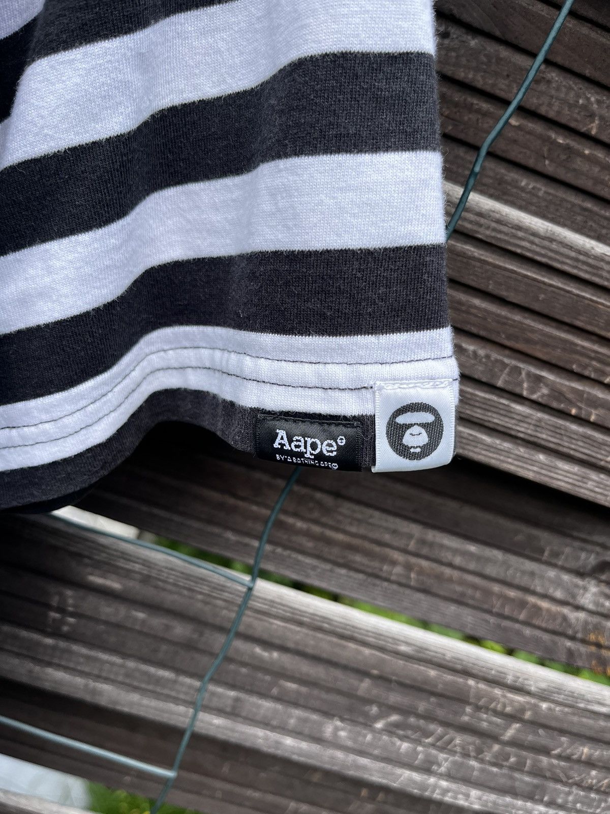 Aape 🔴 AAPE BY A BATHING APE BAPE STRIPED TEE LOGO OG SHIRT Size US M / EU 48-50 / 2 - 5 Thumbnail