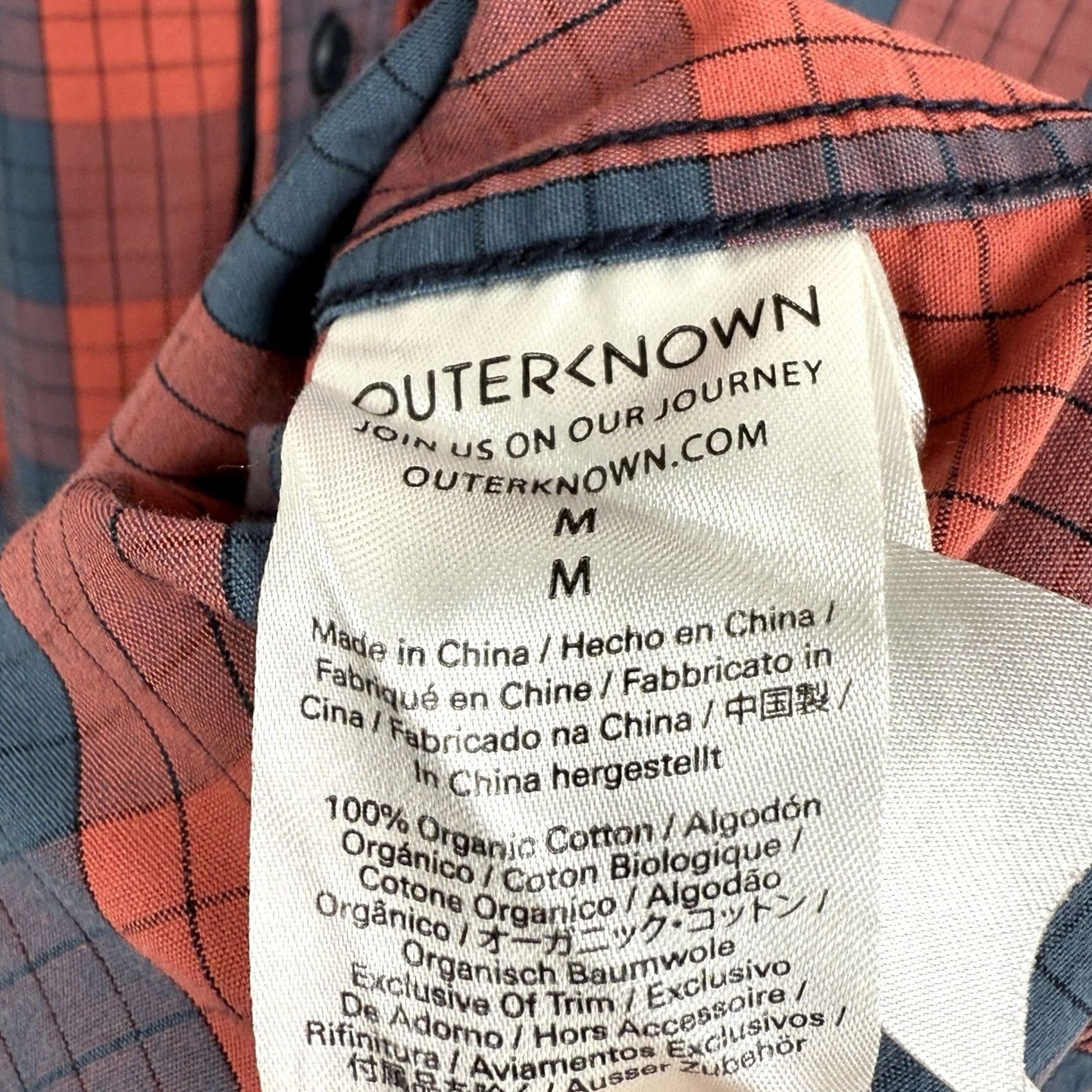 Outerknown Outerknown Shirt Mens Medium Organic Cotton Button Front Casual Red Plaid Shirt Size US M / EU 48-50 / 2 - 5 Thumbnail