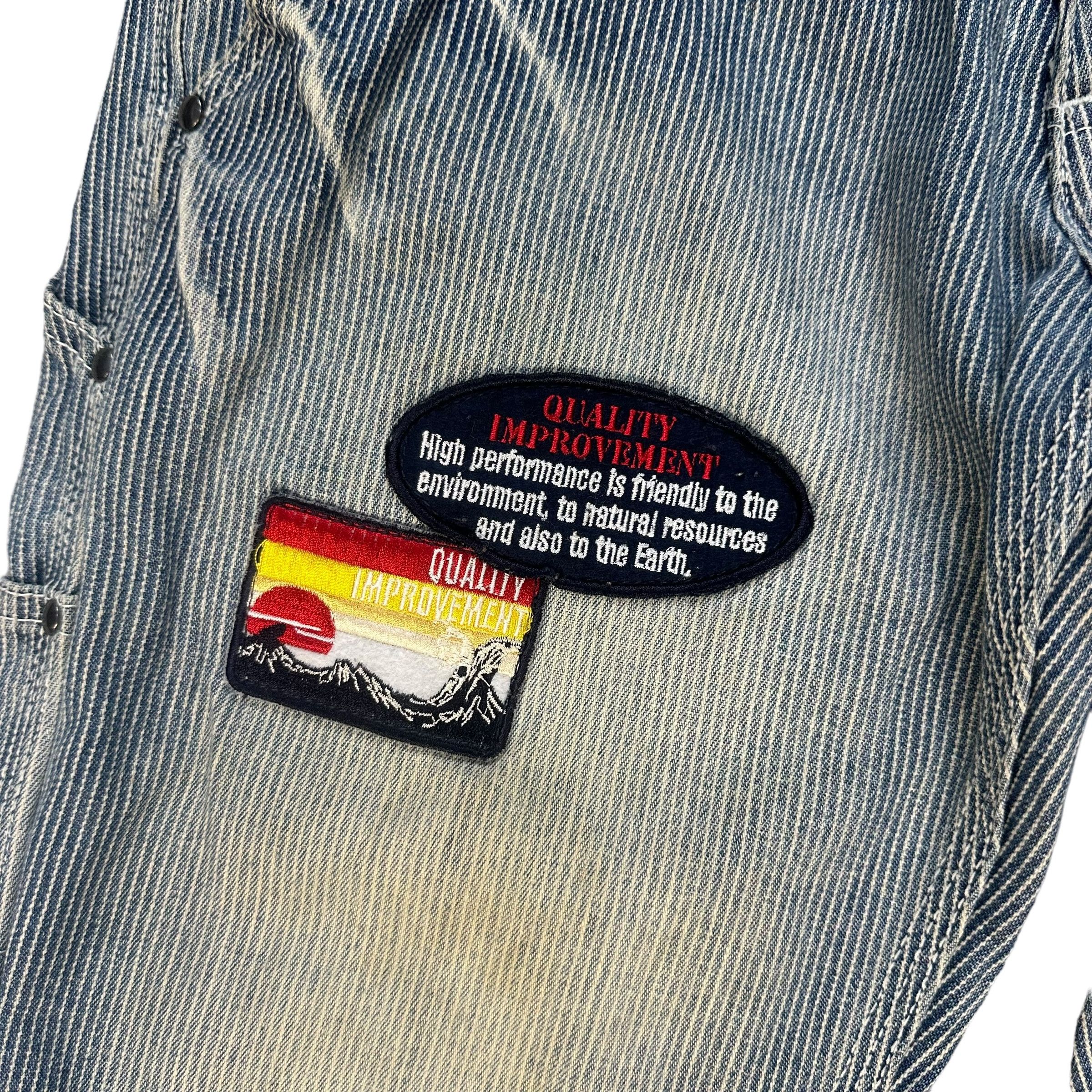 Japanese Brand GOD BLESS YOU PATCHES STRIPED CARPENTER PANT #8861-032 Size US 31 - 8 Thumbnail