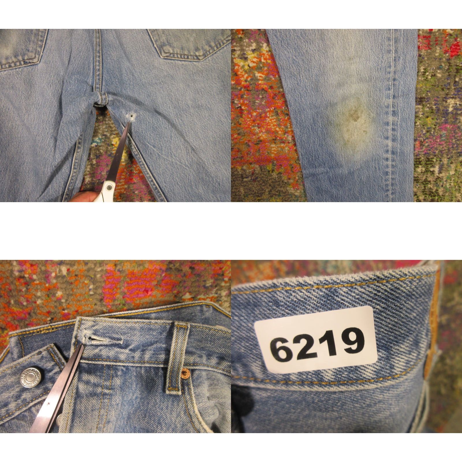 Levi's VINTAGE Levi's 501 Jeans Denim Pants Classic Button Fly Original Fit Men 35x34 Blue Mid Wash Distressed 501 Model USA American Size US 35 - 9 Thumbnail
