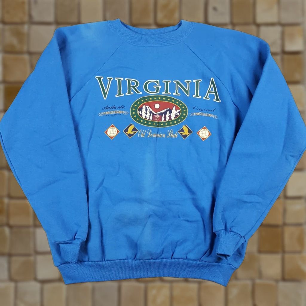 Hanes Vintage Hanes Virginia State Park Sweatshirt Pullover Crew Neck Men L Blue 90s Outdoor Nature University USA Raglan 00s Athletic Logo Size US L / EU 52-54 / 3 - 1 Thumbnail