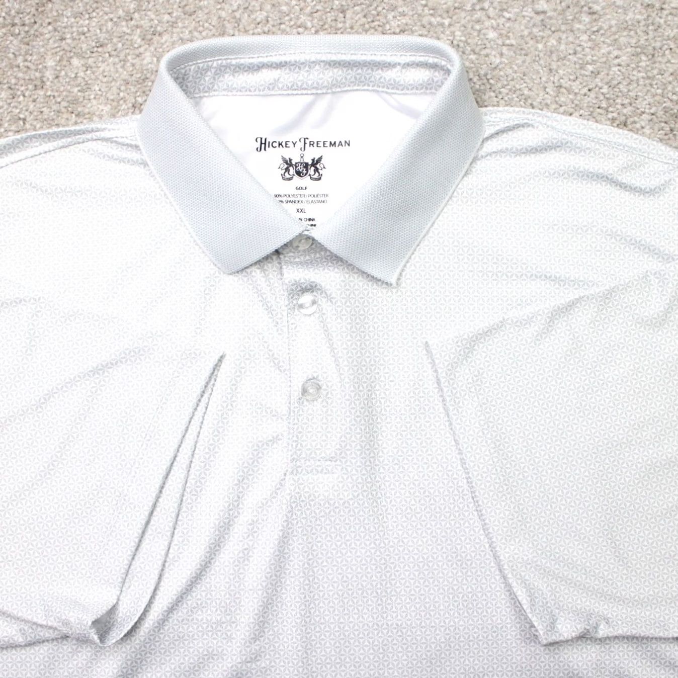 Vintage Hickey Freeman Polo Shirt Mens 2XL Gray Short Sleeve Geometric Stretch Athletic Casual Golf Polo Shirt Mens XXL Gray Size US XXL / EU 58 / 5 - 2 Thumbnail