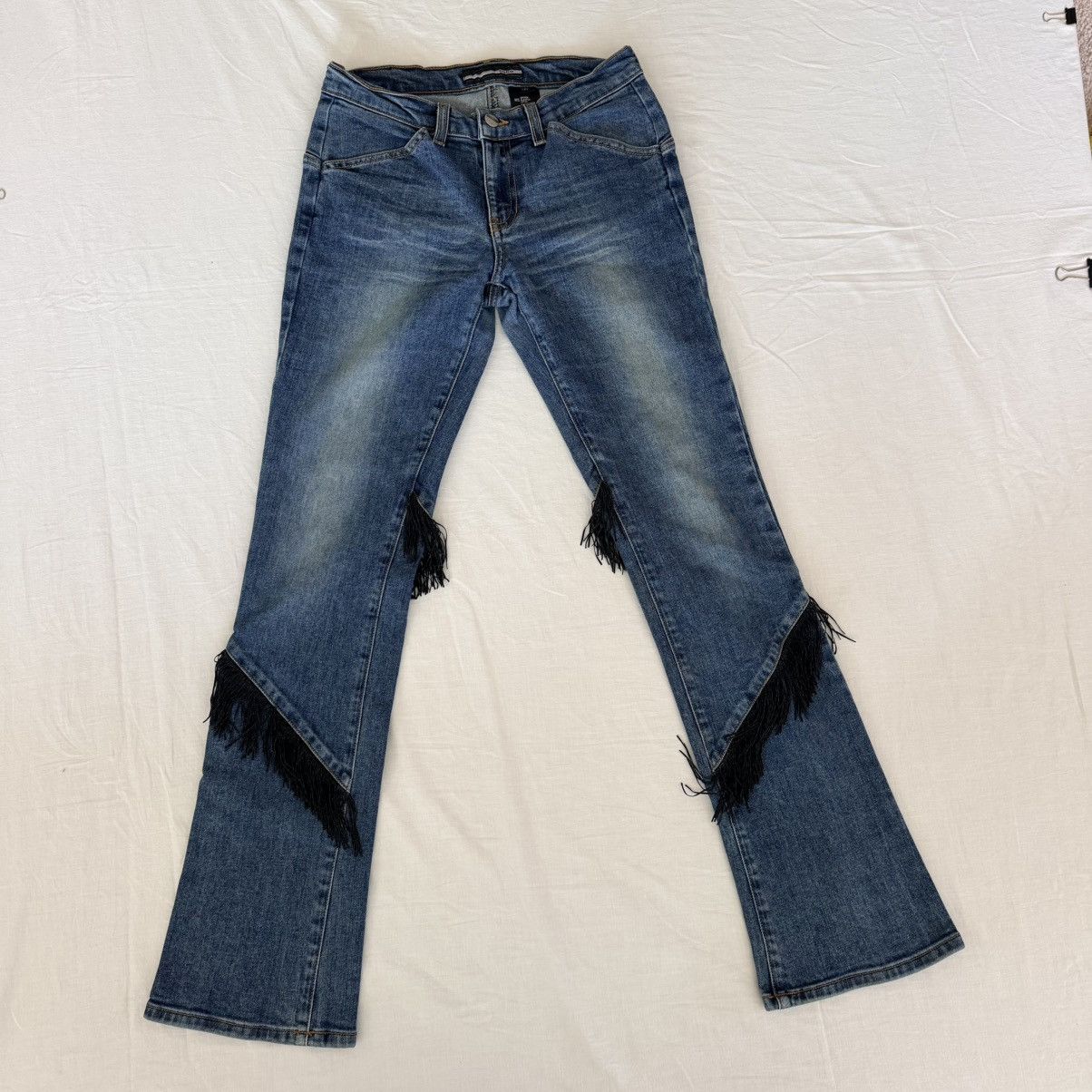 Bebe Bebe Y2K Low Rise Faux Leather Fringe Bootcut Jeans 27 Size 27" / US 4 / IT 40 - 3 Thumbnail