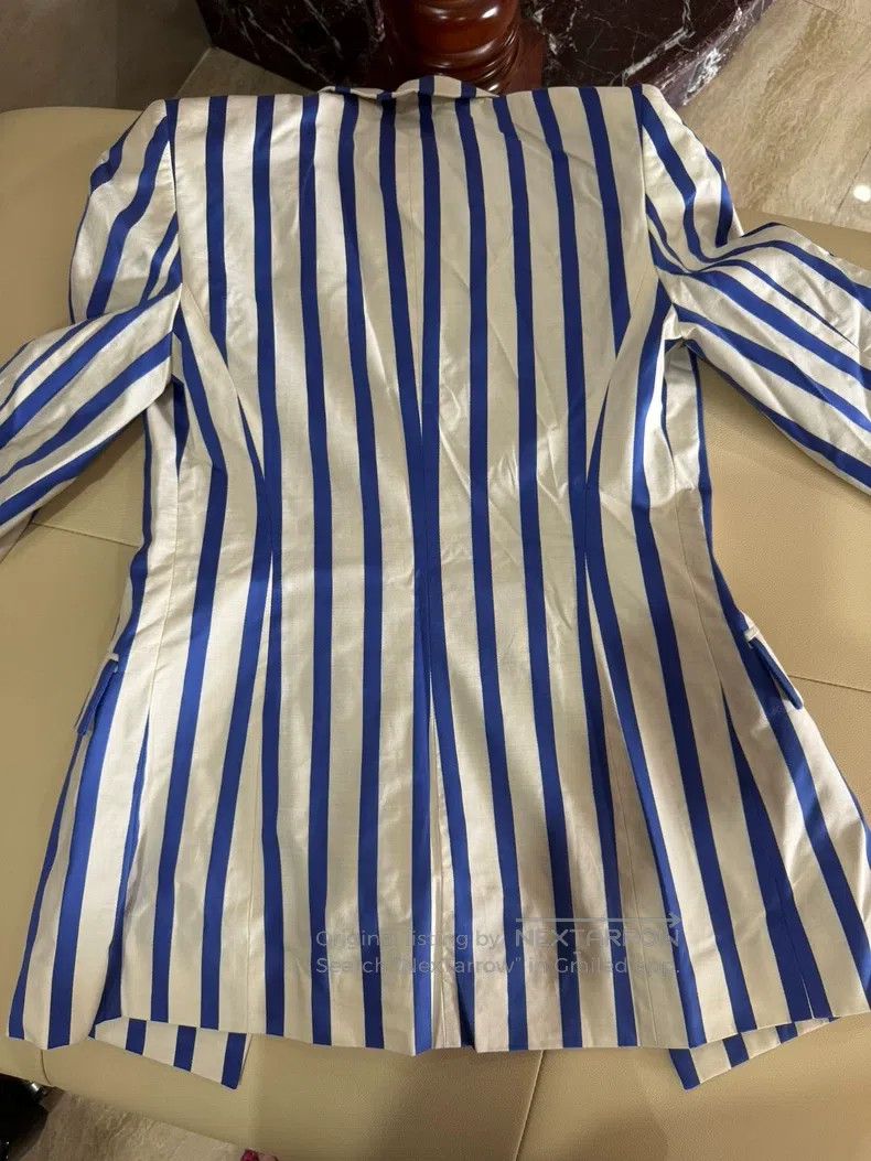 Vivienne Westwood vivienne westwood Navy and White Striped Blazer with Shoul Size XS / US 0-2 / IT 36-38 - 3 Thumbnail
