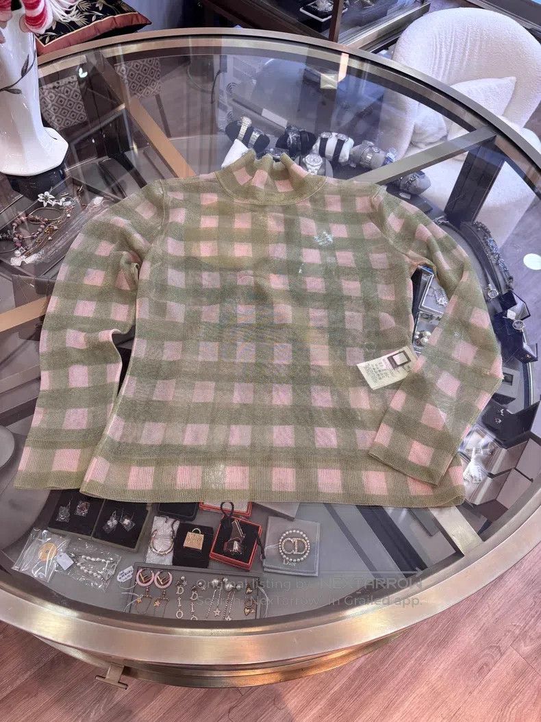 Fendi Fendi Mint Green Plaid Transparent Long Sleeve Under Shirt Size XXS / US 00 / IT 34 - 7 Thumbnail