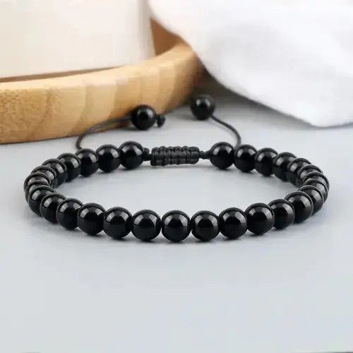 Other Beaded Bracelet Handmade Natural Stone Shiny Black Size ONE SIZE - 1 Thumbnail
