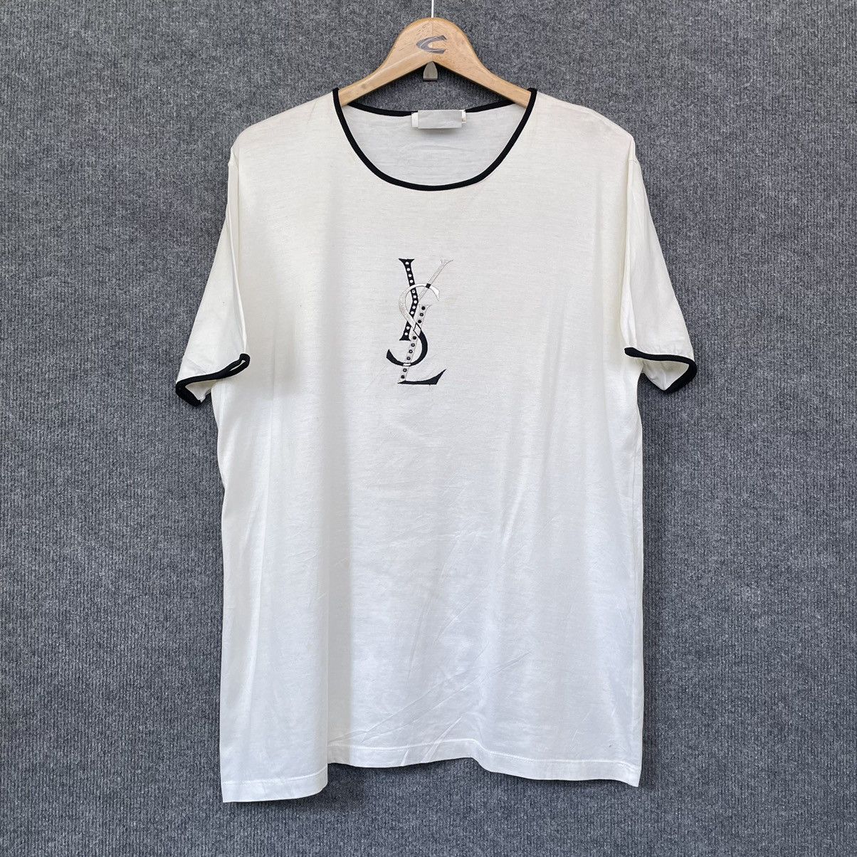 Yves Saint Laurent YSL Embroidery Logo T Shirt Size US L / EU 52-54 / 3 - 1 Thumbnail