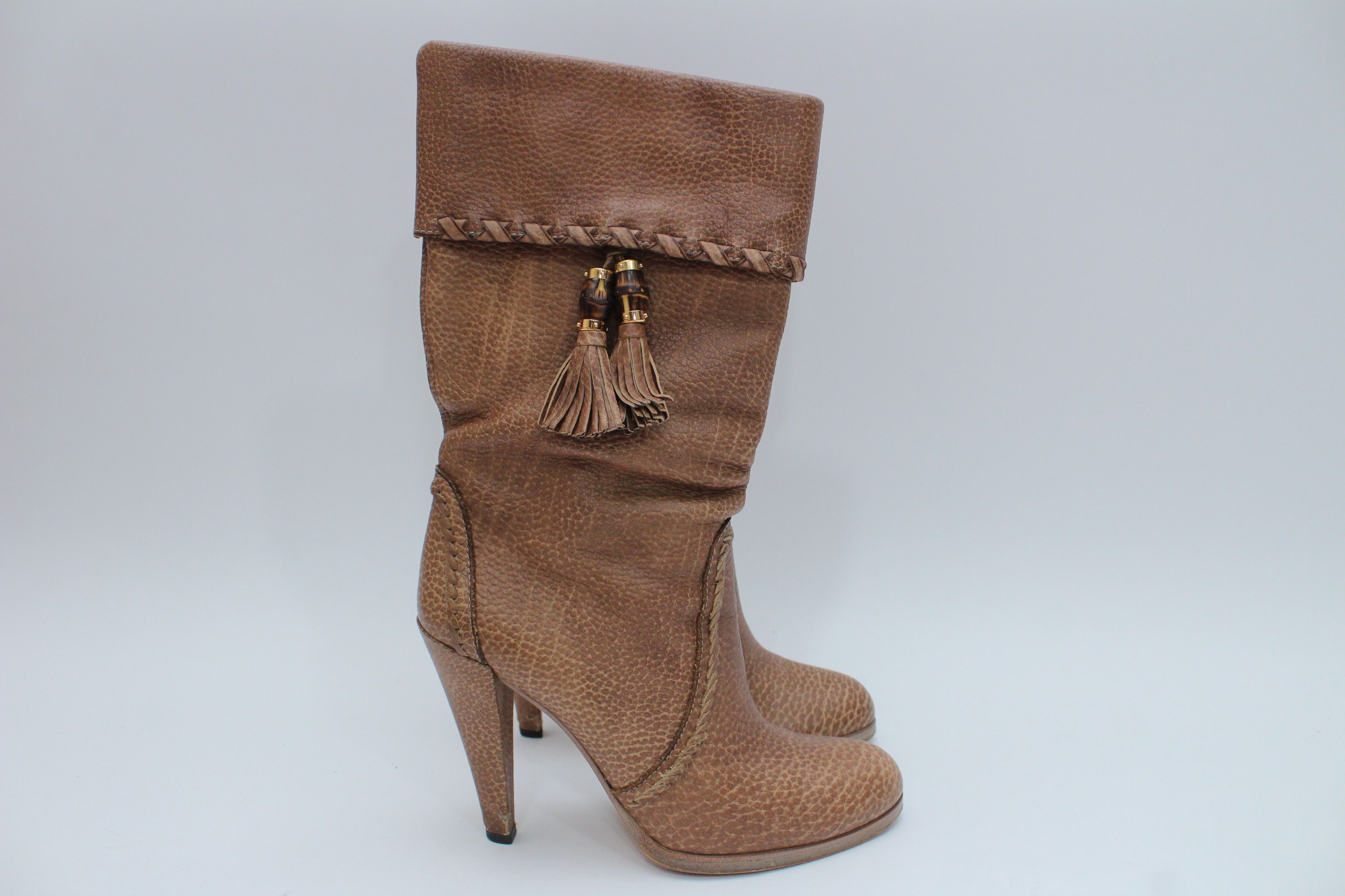 Gucci Gucci Marrakech Brown Leather Heel Boots Size 40 Authentic Size US 10 / IT 40 - 1 Thumbnail