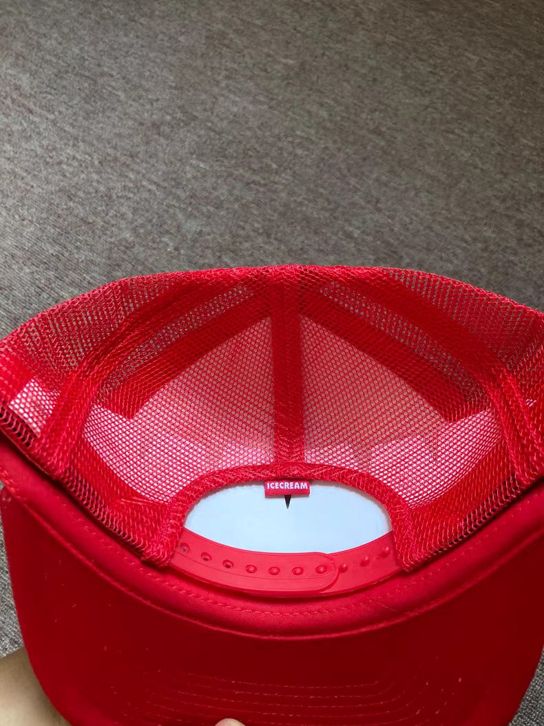 Billionaire Boys Club BBC ICE CREAM Red & White Flying Dog Trucker Cap Size 32 - 3 Thumbnail