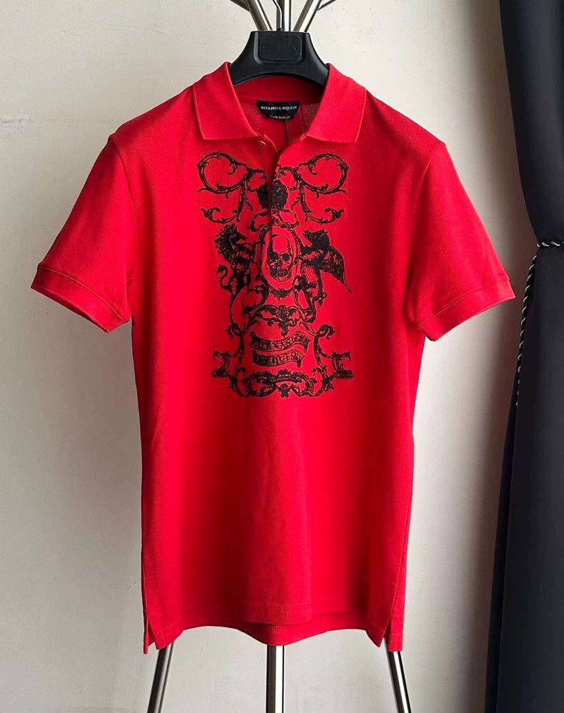 Alexander McQueen Alexander McQUEEN Red Embroidered Polo - dmc Size US S / EU 44-46 / 1 - 1 Thumbnail